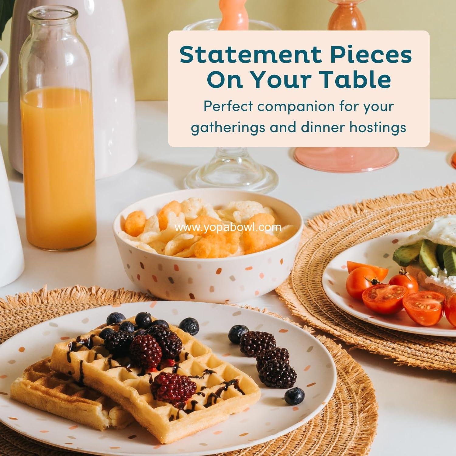 Wholesale 4 Pack Bamboo Bowls - 18 Oz Reusable Toddler and Kids Bowl, Dishwasher Safe, Not Microwavable (Terrablue) Factory