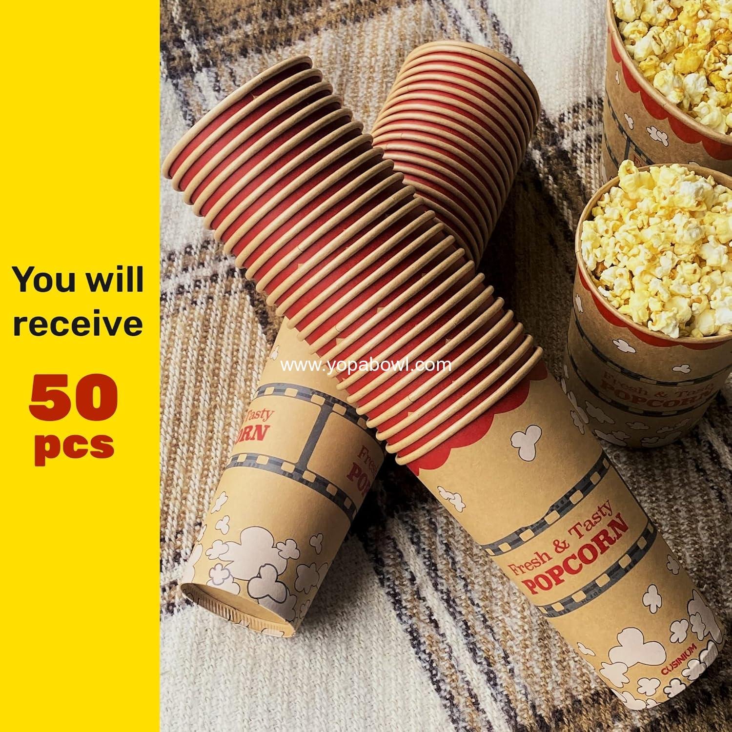Wholesale 50-Pack Kraft Popcorn Buckets [24 oz] - Large Popcorn Tubs Factory