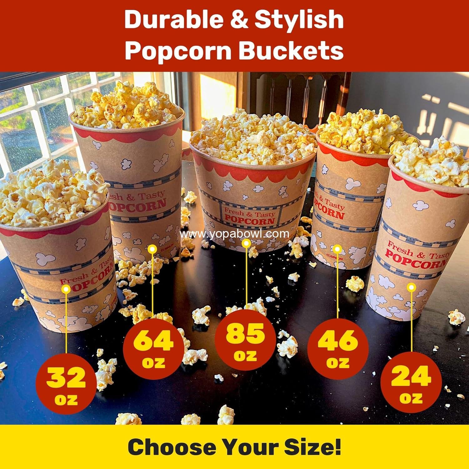 Wholesale 50-Pack Kraft Popcorn Buckets [24 oz] - Large Popcorn Tubs Factory