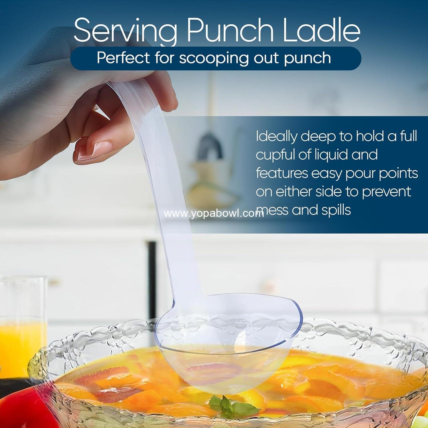 Wholesale Large Clear Punch Bowl 2 Gallon Plastic with 5 oz Serving Ladle and Embroidered Design 8 Quart Serving Bowl Manufacturer