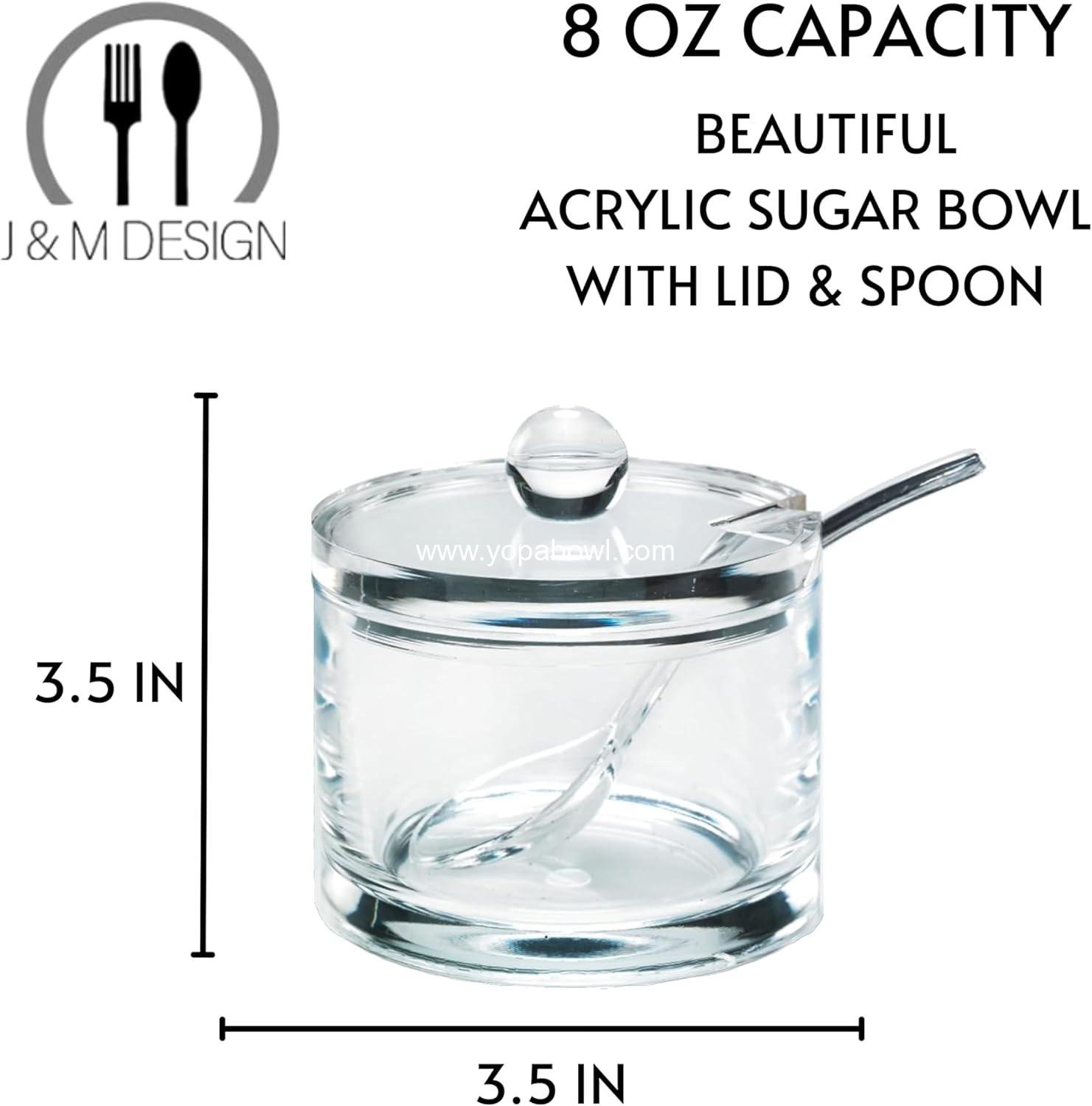 Wholesale Clear Acrylic Sugar Bowl with Lid and Spoon for Coffee, Cereal, Tea, and Baking - 8 oz Container Jar Dispenser - Dishwasher Safe - Factory Wholesale Clear Acrylic Sugar Bowl with Lid and Spoon for Coffee, Cereal, Tea, and Baking - 8 oz Container Jar Dispenser - Dishwasher Safe - Factory