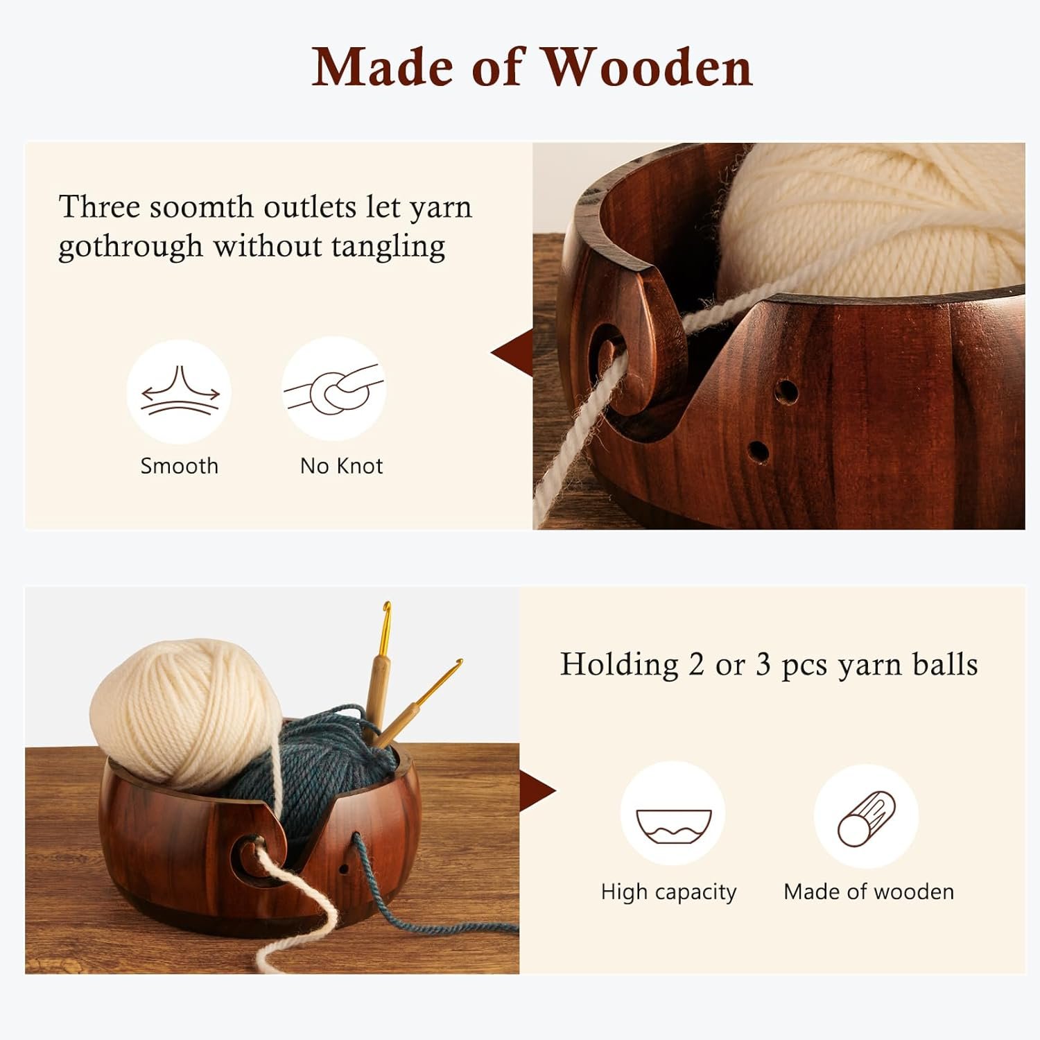 Wholesale Wooden Yarn Bowl Holder - 7.9