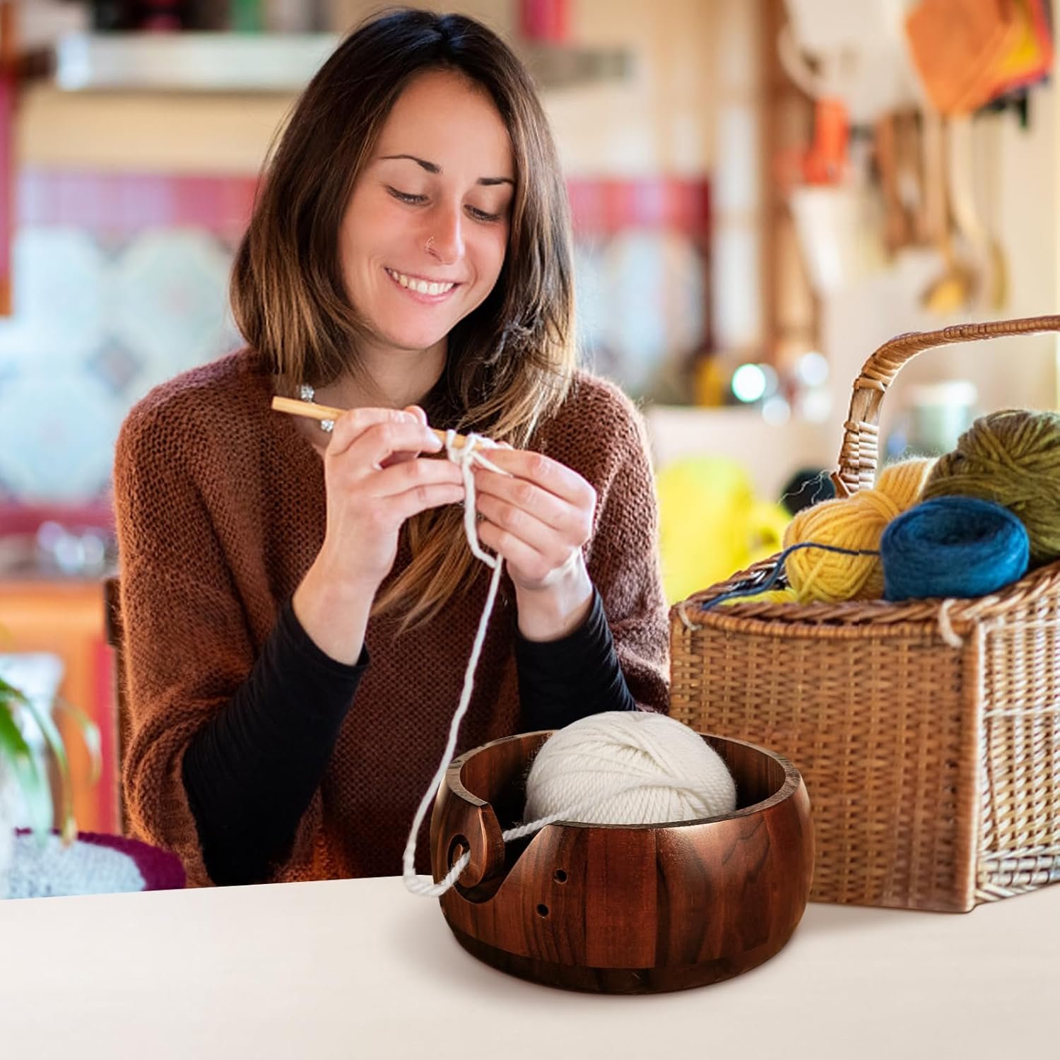 Wholesale Wooden Yarn Bowl Holder - 7.9