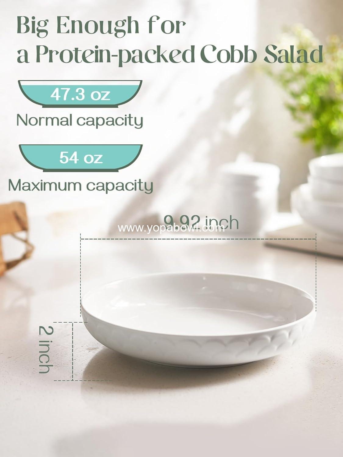 Wholesale 54 oz Pasta Bowls Set of 4, Textured Motif Large Salad Serving Bowls, Ceramic White Soup Dishes for Kitchen Meal Prep, Shallow Dinnerware, Manufacturer Wholesale 54 oz Pasta Bowls Set of 4, Textured Motif Large Salad Serving Bowls, Ceramic White Soup Dishes for Kitchen Meal Prep, Shallow Dinnerware, Manufacturer