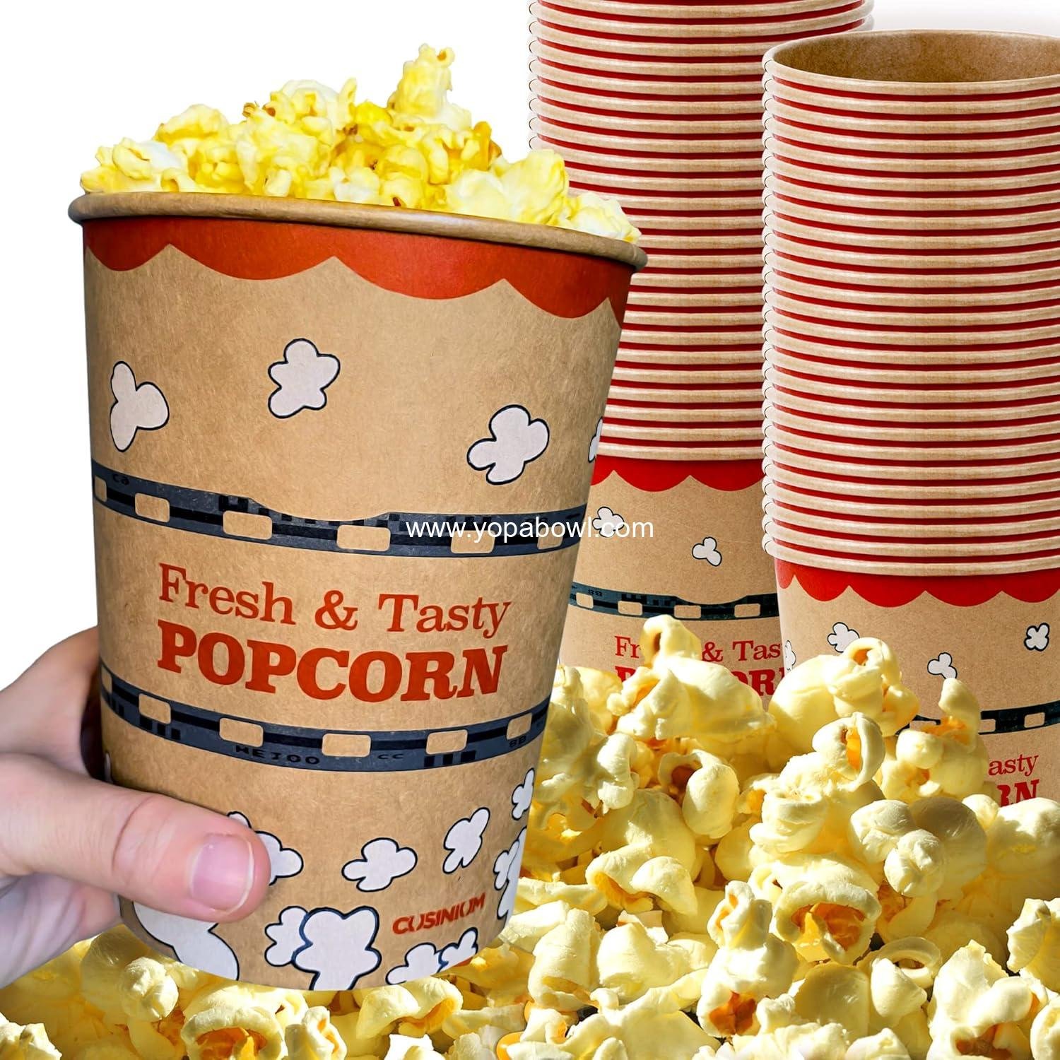 CUSINIUM [32 oz] 50-pack Kraft Popcorn Buckets - Large Popcorn Cups