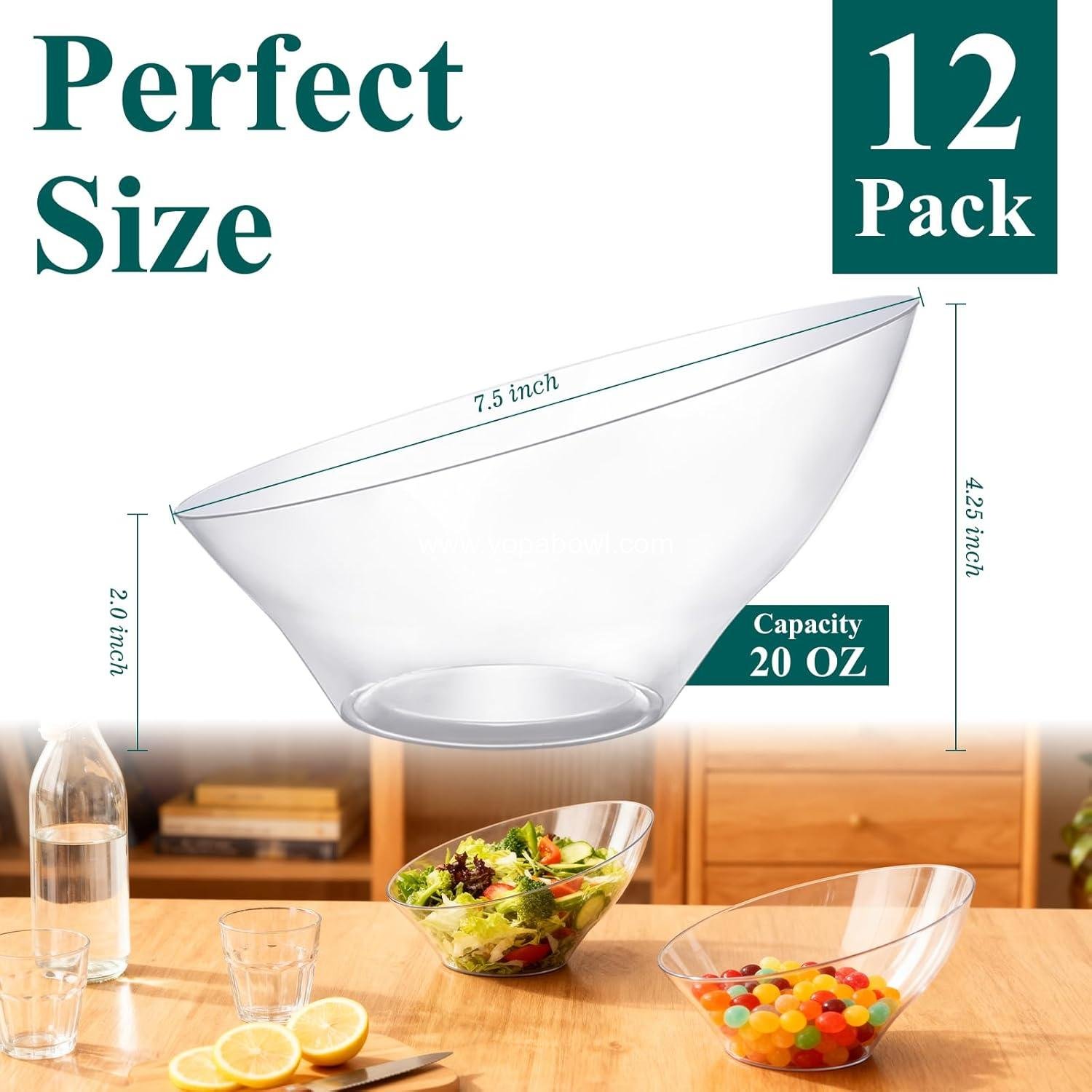 Wholesale 12-Pack Clear Plastic 20oz Serving Bowls for Parties, Weddings, Chips, Candy, Salad, Fruit - Factory