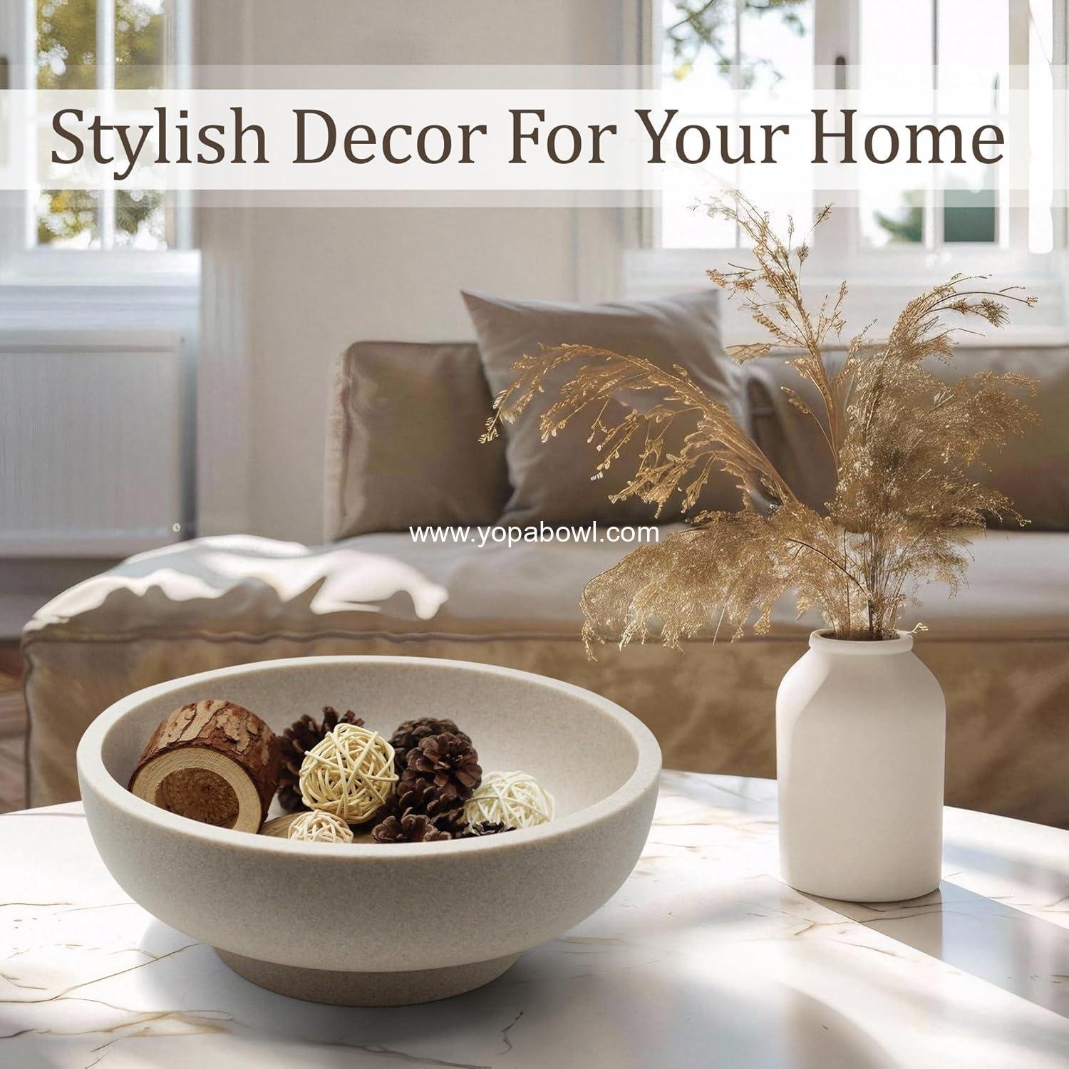 Wholesale Large Decorative Bowl, Modern Resin Fruit Bowl for Kitchen Counter, Home Decor Key Holder, Sand Beige Manufacturer Wholesale Large Decorative Bowl, Modern Resin Fruit Bowl for Kitchen Counter, Home Decor Key Holder, Sand Beige Manufacturer