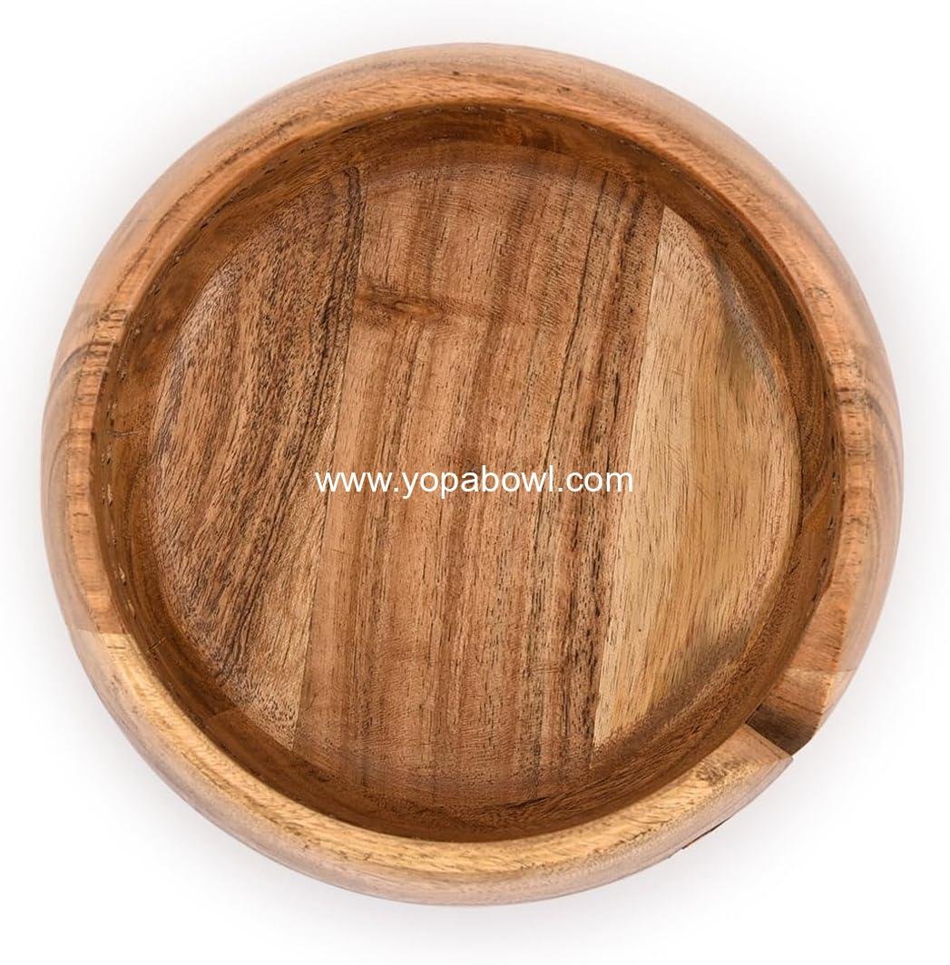 Wholesale Hand Carved Acacia Wood Yarn Bowl Holder for DIY Knitting and Crocheting Accessories (7