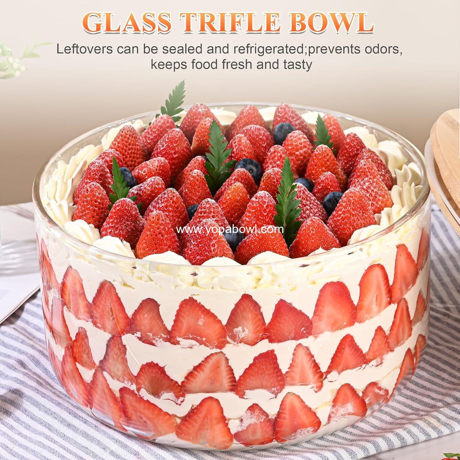 Wholesale 9 Inch Large Glass Salad and Trifle Bowl with Lid, 155 oz Versatile Mixing and Serving Dish for Fruit, Ice Cream, Cake, Cupcakes, Baking, and Dessert, Microwave Safe Manufacturer