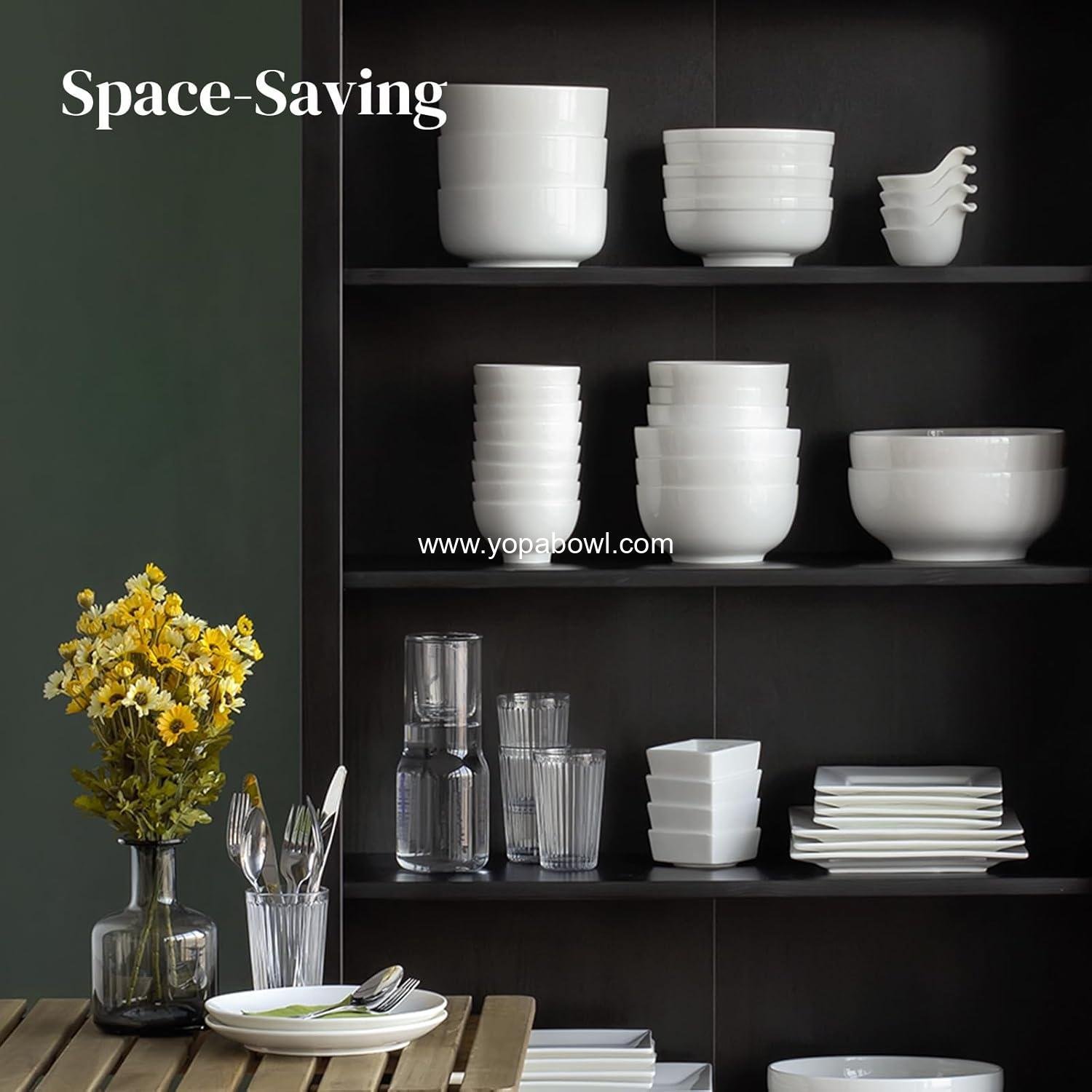 Wholesale 22 OZ White Ceramic Bowls Set of 4 - Ideal for Soup, Cereal, Ramen, Oatmeal, Fruit, Salad, and Rice - Microwave and Dishwasher Safe, Factory