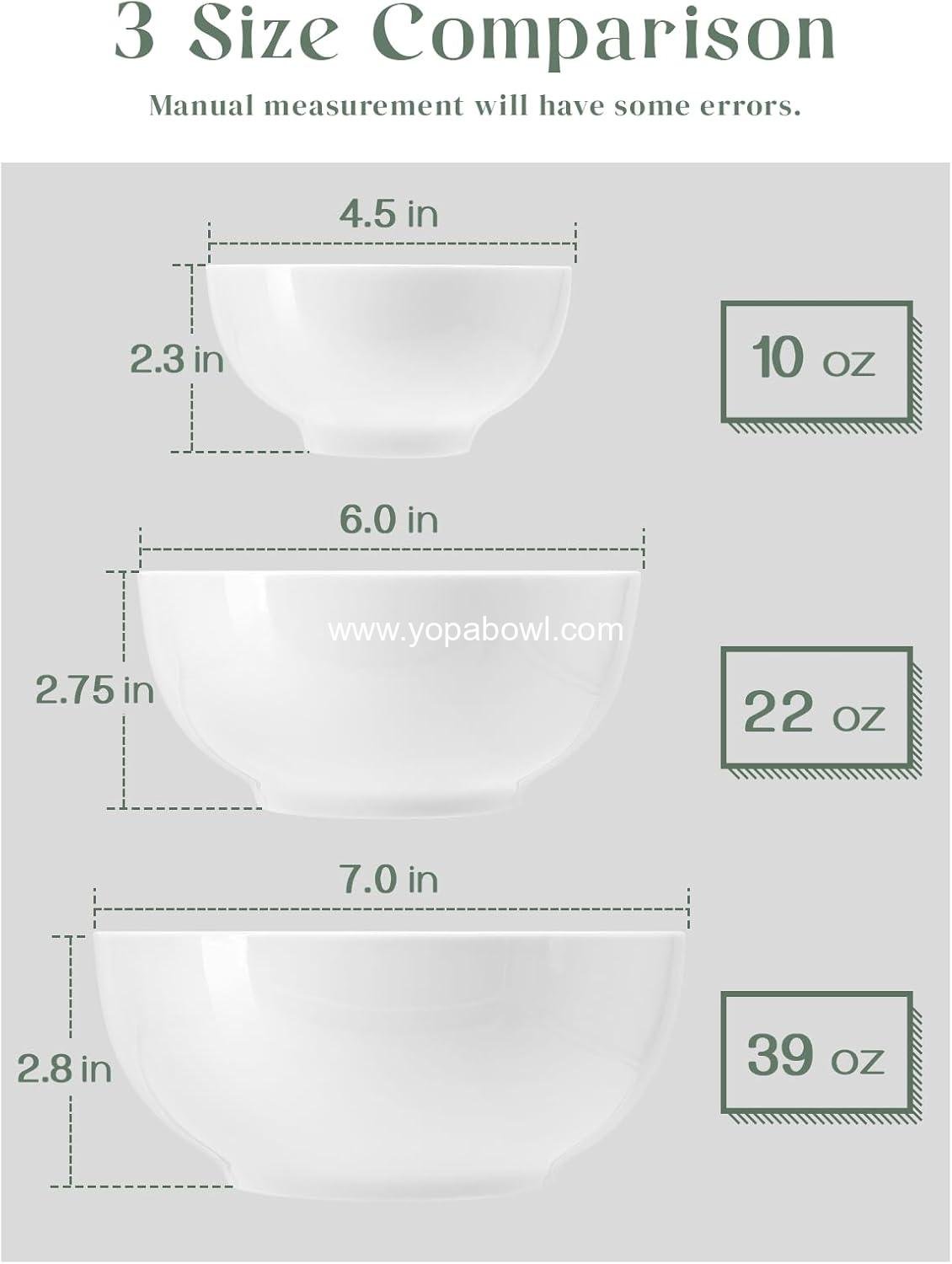 Wholesale 22 OZ White Ceramic Bowls Set of 4 - Ideal for Soup, Cereal, Ramen, Oatmeal, Fruit, Salad, and Rice - Microwave and Dishwasher Safe, Factory
