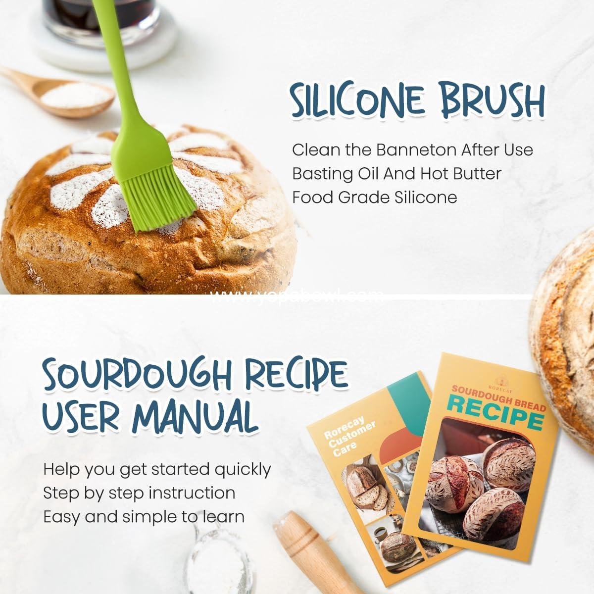 OEM 9 Inch Round & 10 Inch Oval Cane Sourdough Proofing Basket Set with Dough Whisk, Lame, Dough Scraper, Bowl Scraper, and Silicone Brush for Bread Baking Supplies Factory