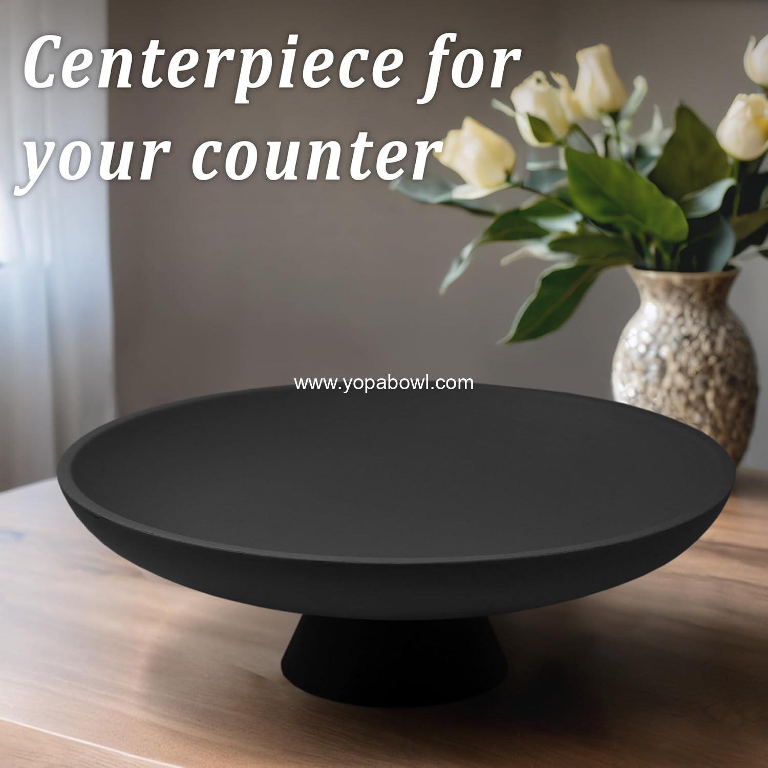 Wholesale Large Decorative Bowl, Modern Resin Pedestal for Home Decor, Stylish Kitchen Counter Fruit Bowl, Chic Entry Table Key Holder, Matte Black Manufacturer