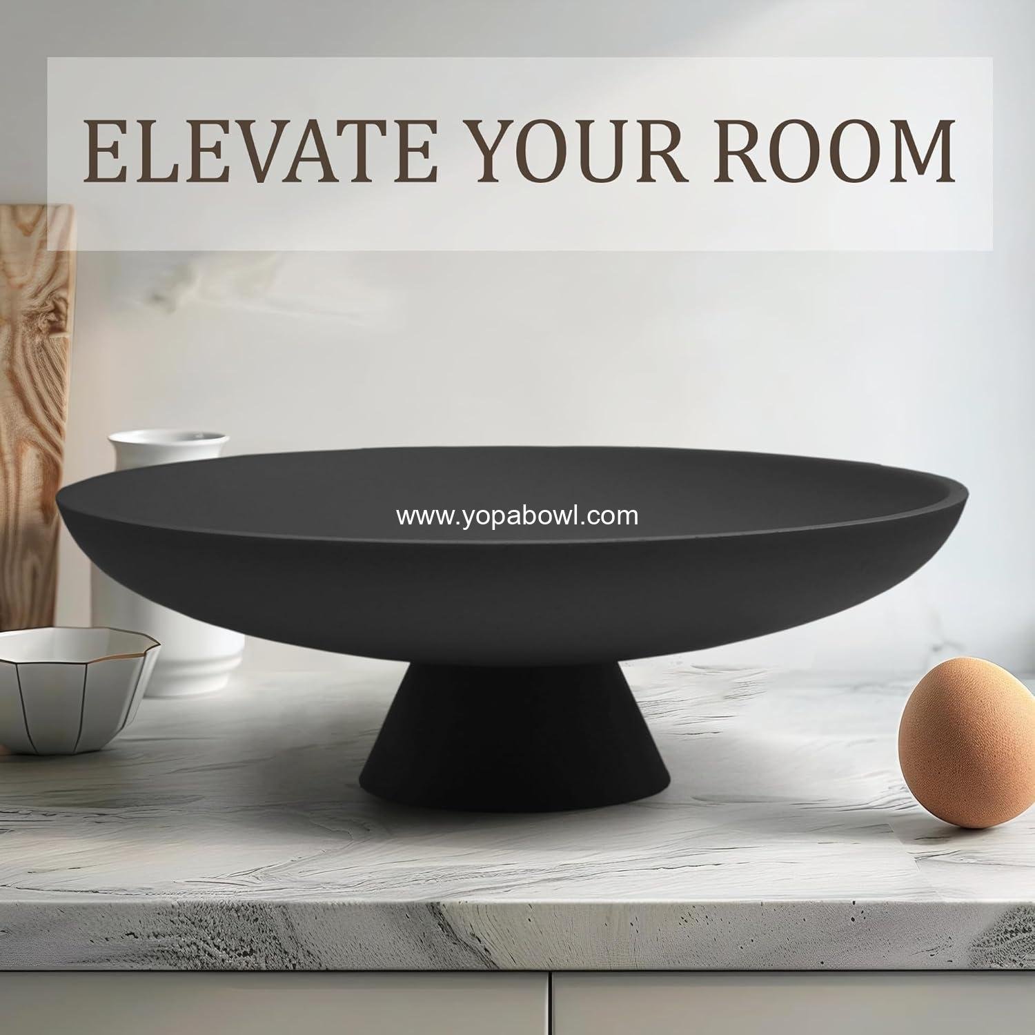 Wholesale Large Decorative Bowl, Modern Resin Pedestal for Home Decor, Stylish Kitchen Counter Fruit Bowl, Chic Entry Table Key Holder, Matte Black Manufacturer