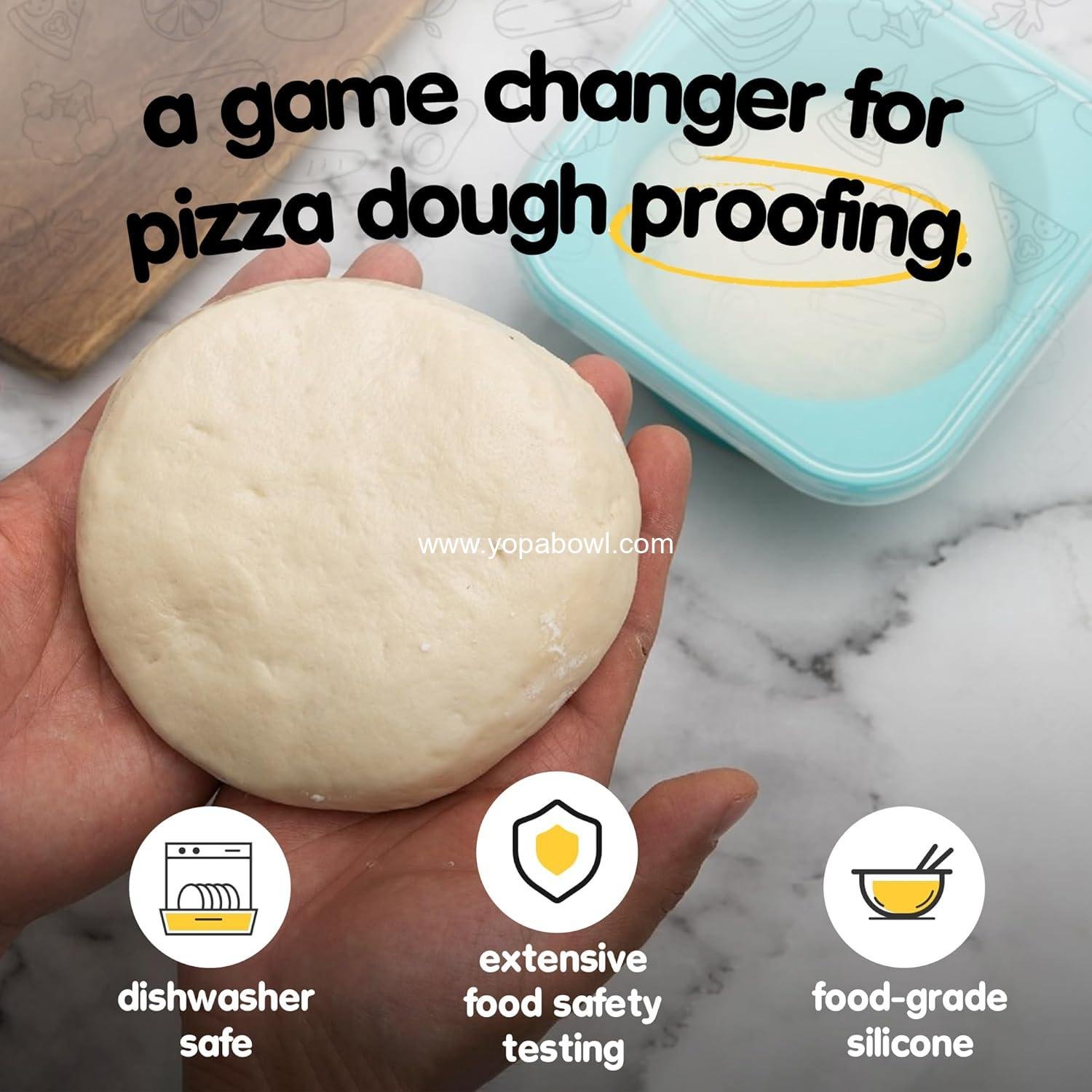 OEM Large 1000ml Pizza Dough Proofing Boxes for DIY Artisan Pizza - Food Grade Silicone Stackable Containers with Lids, Freezer, Fridge, Dishwasher Safe (3 Space Grey Plus) - Manufacturer