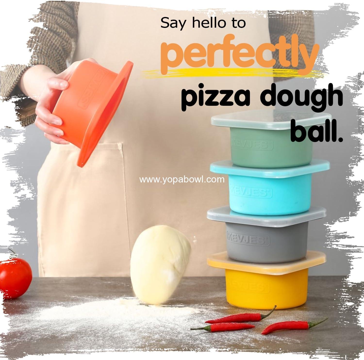 OEM Large 1000ml Pizza Dough Proofing Boxes for DIY Artisan Pizza - Food Grade Silicone Stackable Containers with Lids, Freezer, Fridge, Dishwasher Safe (3 Space Grey Plus) - Manufacturer