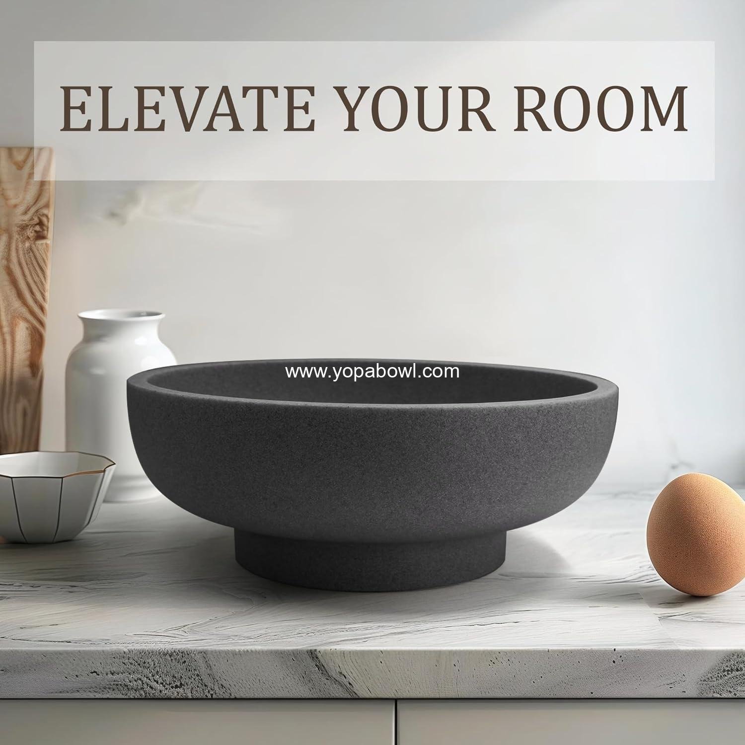 Wholesale Large Decorative Fruit Bowl for Kitchen Counter, Modern Resin Home Decor Key Holder, Artificial Stone Black - Factory