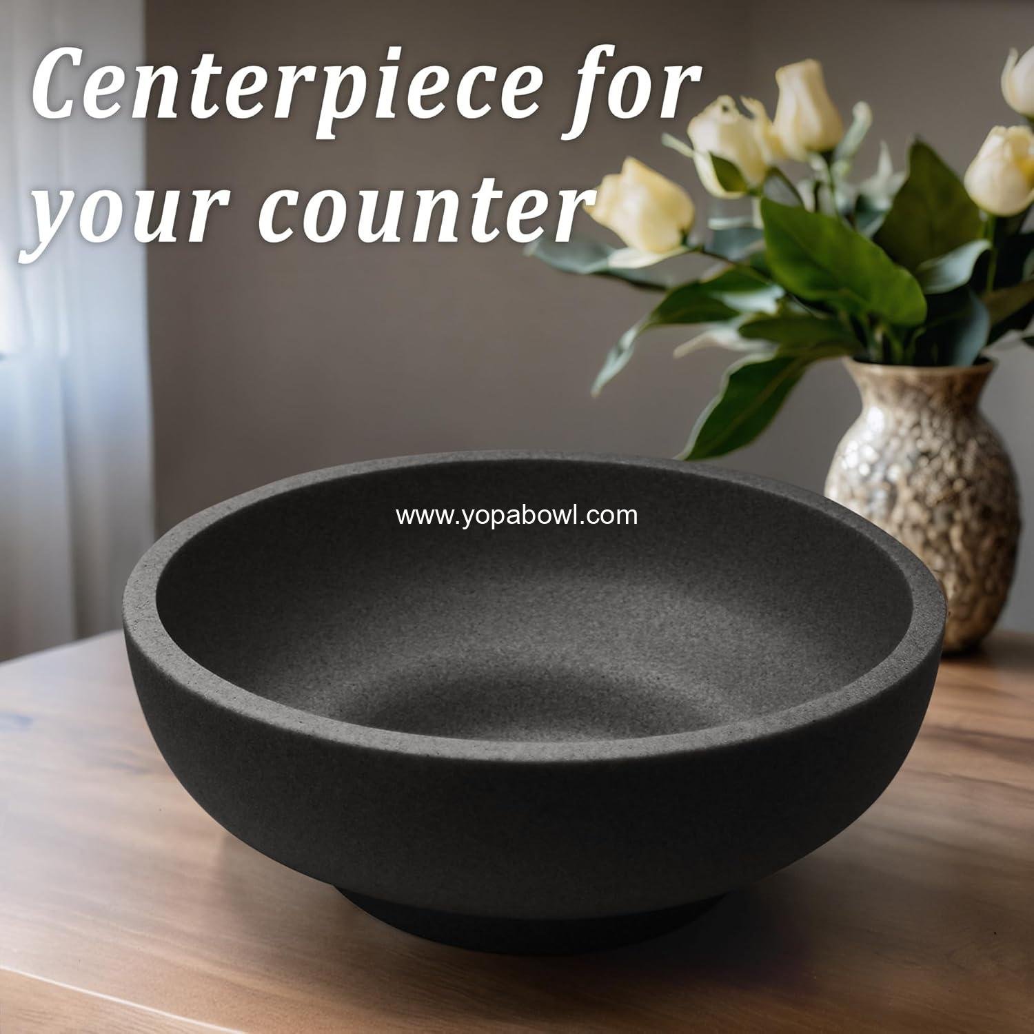 Wholesale Large Decorative Fruit Bowl for Kitchen Counter, Modern Resin Home Decor Key Holder, Artificial Stone Black - Factory