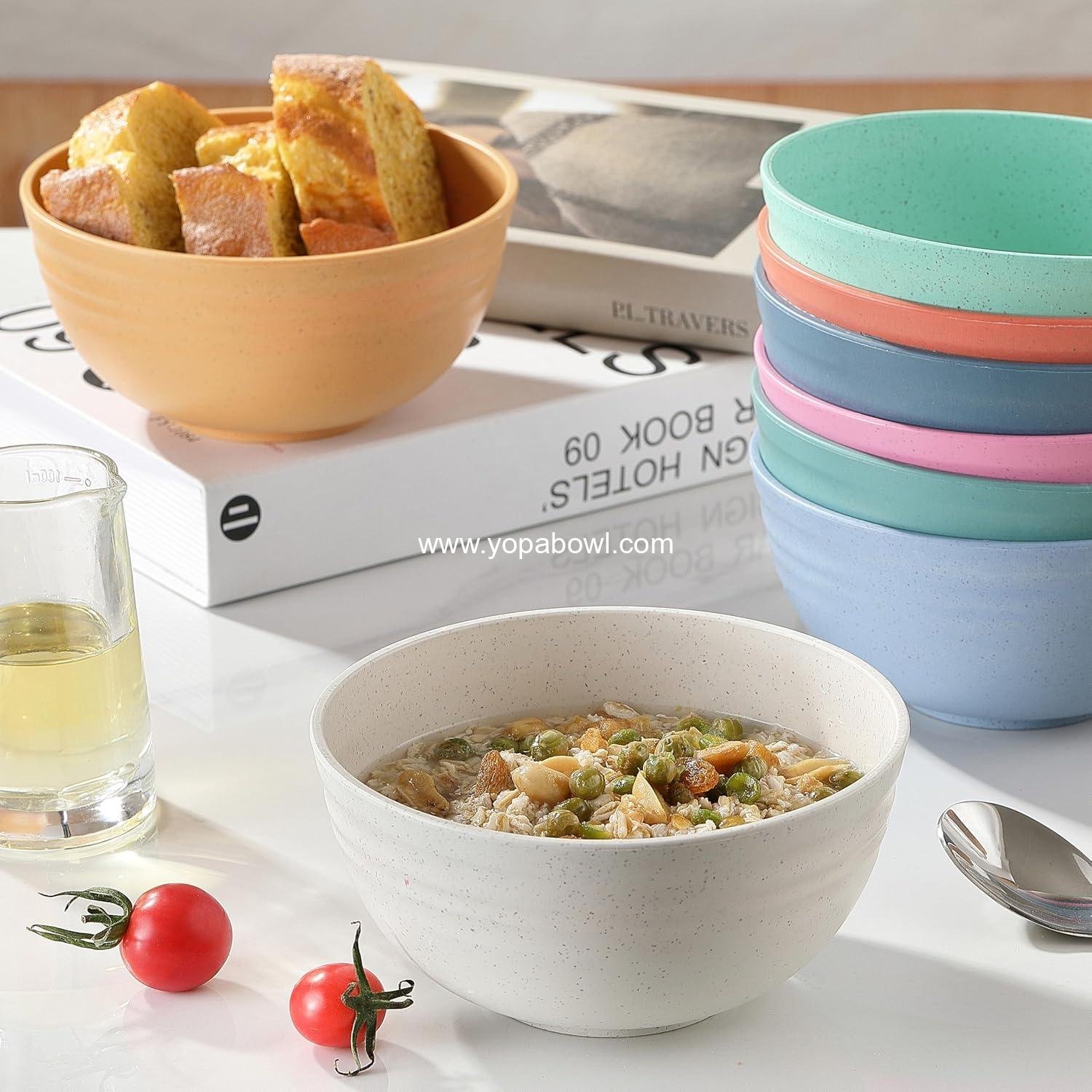 OEM 8PCS Unbreakable Wheat Straw Cereal Bowls, Microwave & Dishwasher Safe, Ideal for Cereal, Snacks, Soups, Salads, and Rice, MultiColors, BPA Free, 26oz, Set of 8, Factory