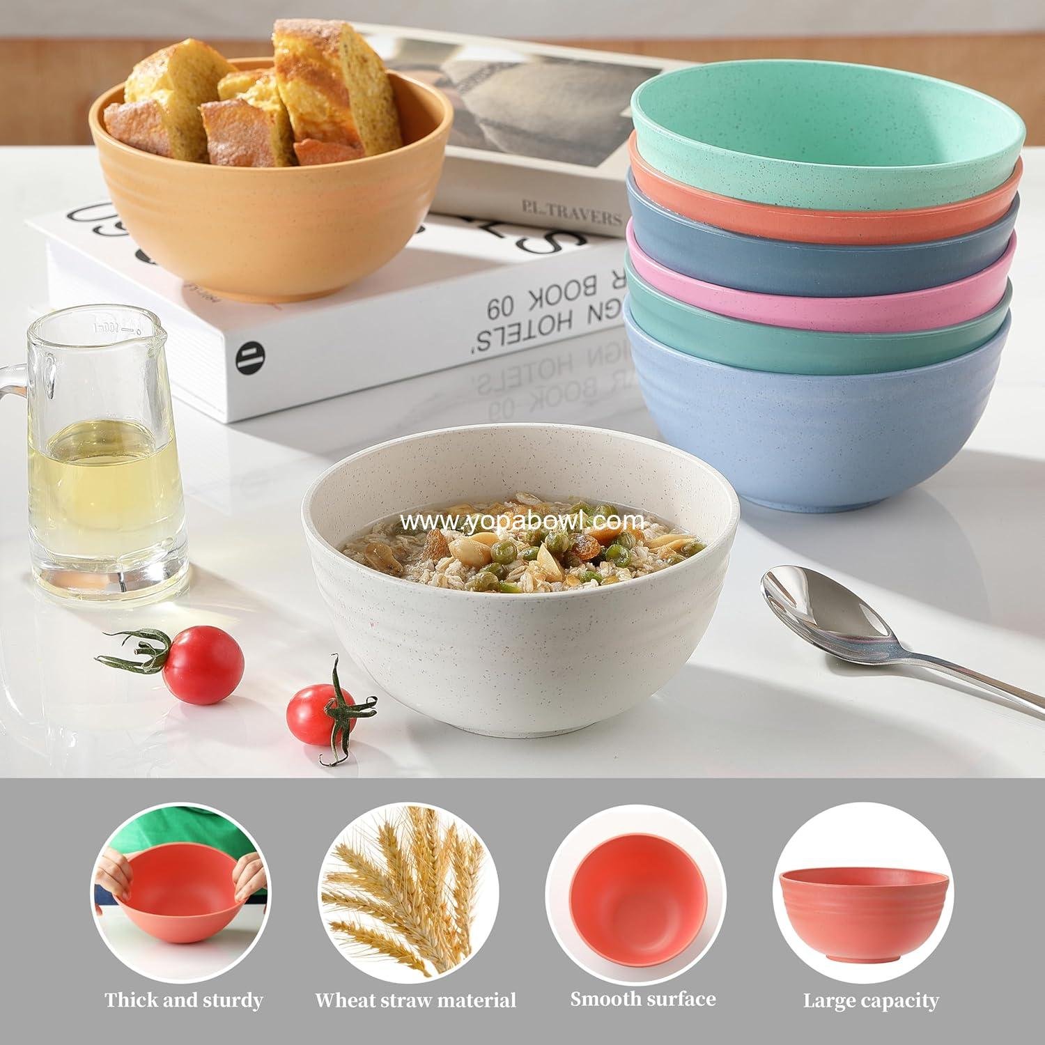 OEM 8PCS Unbreakable Wheat Straw Cereal Bowls, Microwave & Dishwasher Safe, Ideal for Cereal, Snacks, Soups, Salads, and Rice, MultiColors, BPA Free, 26oz, Set of 8, Factory