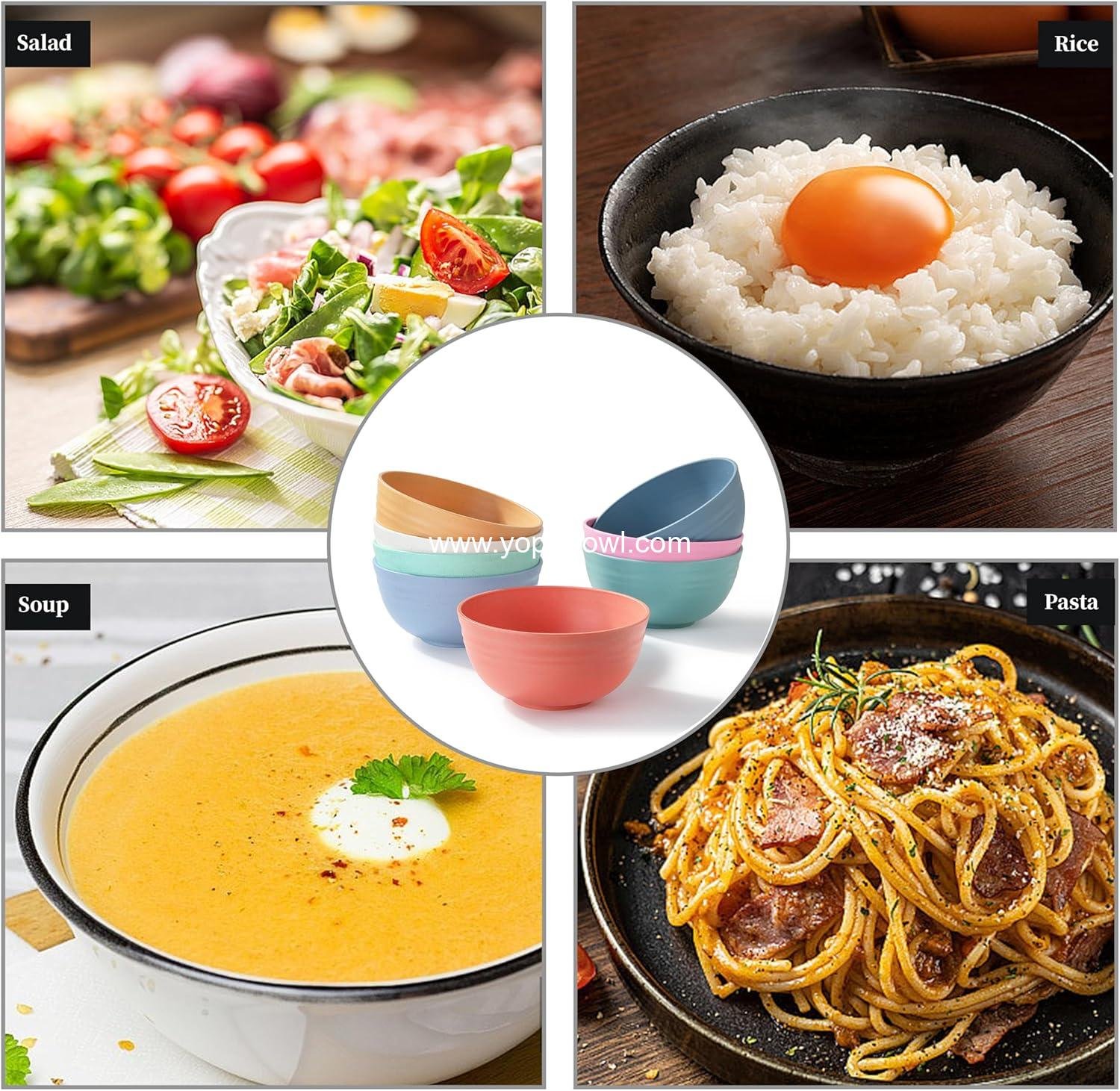 OEM 8PCS Unbreakable Wheat Straw Cereal Bowls, Microwave & Dishwasher Safe, Ideal for Cereal, Snacks, Soups, Salads, and Rice, MultiColors, BPA Free, 26oz, Set of 8, Factory