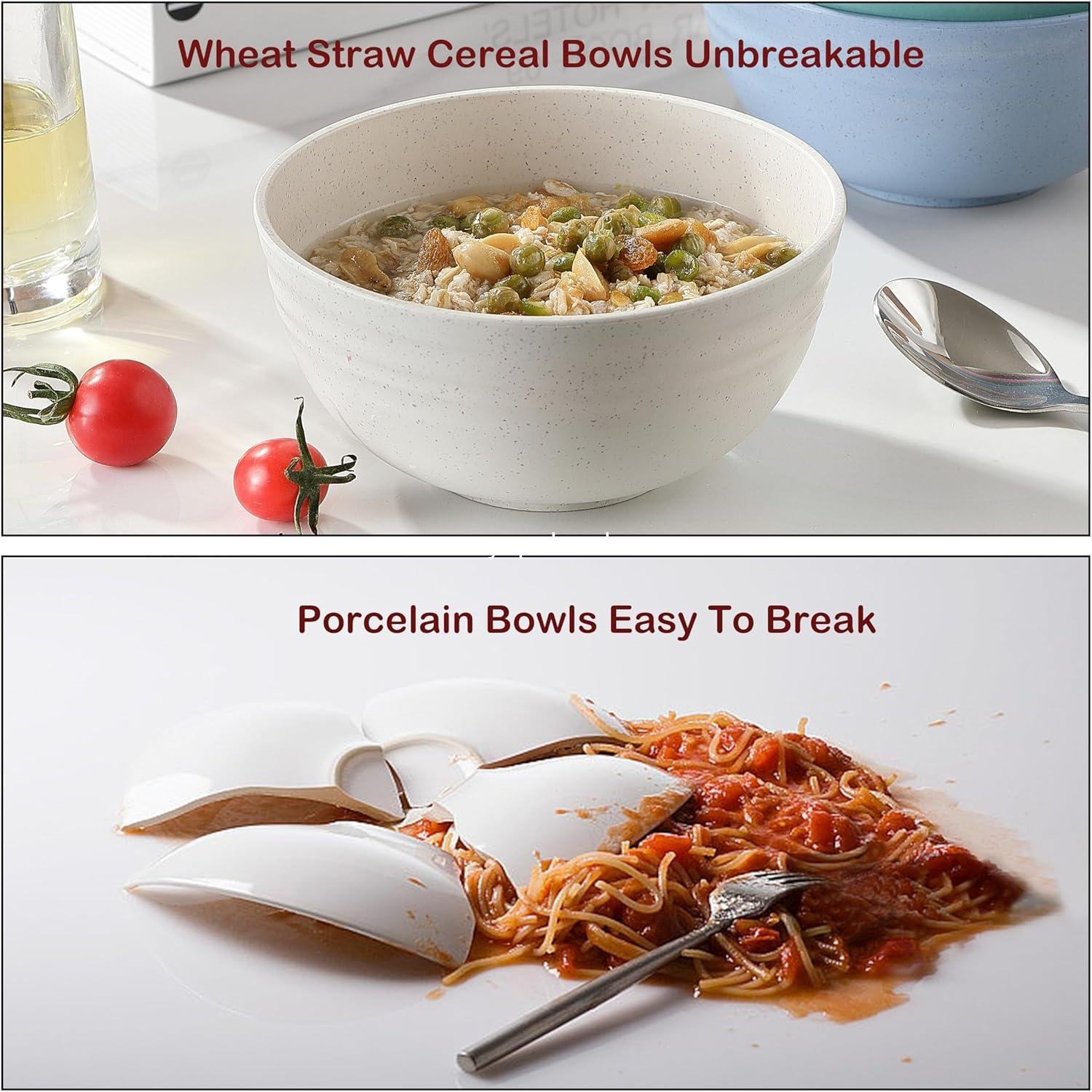 OEM 8PCS Unbreakable Wheat Straw Cereal Bowls, Microwave & Dishwasher Safe, Ideal for Cereal, Snacks, Soups, Salads, and Rice, MultiColors, BPA Free, 26oz, Set of 8, Factory