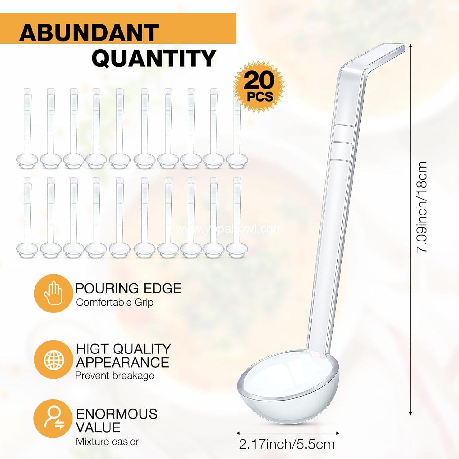 Wholesale 20 Pcs 1 oz Plastic Mini Ladles with 7-Inch Handle for Serving Salsa, Sauce, Dressing, Punch, and Toppings Clear Factory
