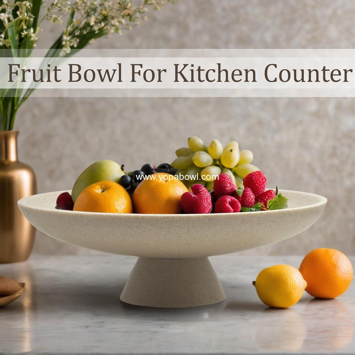 Wholesale Large Decorative Bowl, Modern Resin Pedestal for Home Decor, Stylish Fruit Bowl for Kitchen Counter, Chic Key Holder for Entry Table, Beige Manufacturer