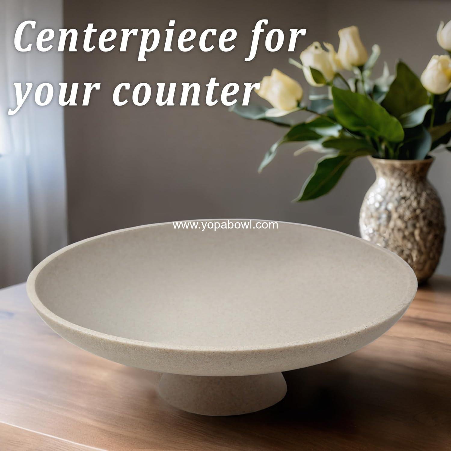 Wholesale Large Decorative Bowl, Modern Resin Pedestal for Home Decor, Stylish Fruit Bowl for Kitchen Counter, Chic Key Holder for Entry Table, Beige Manufacturer
