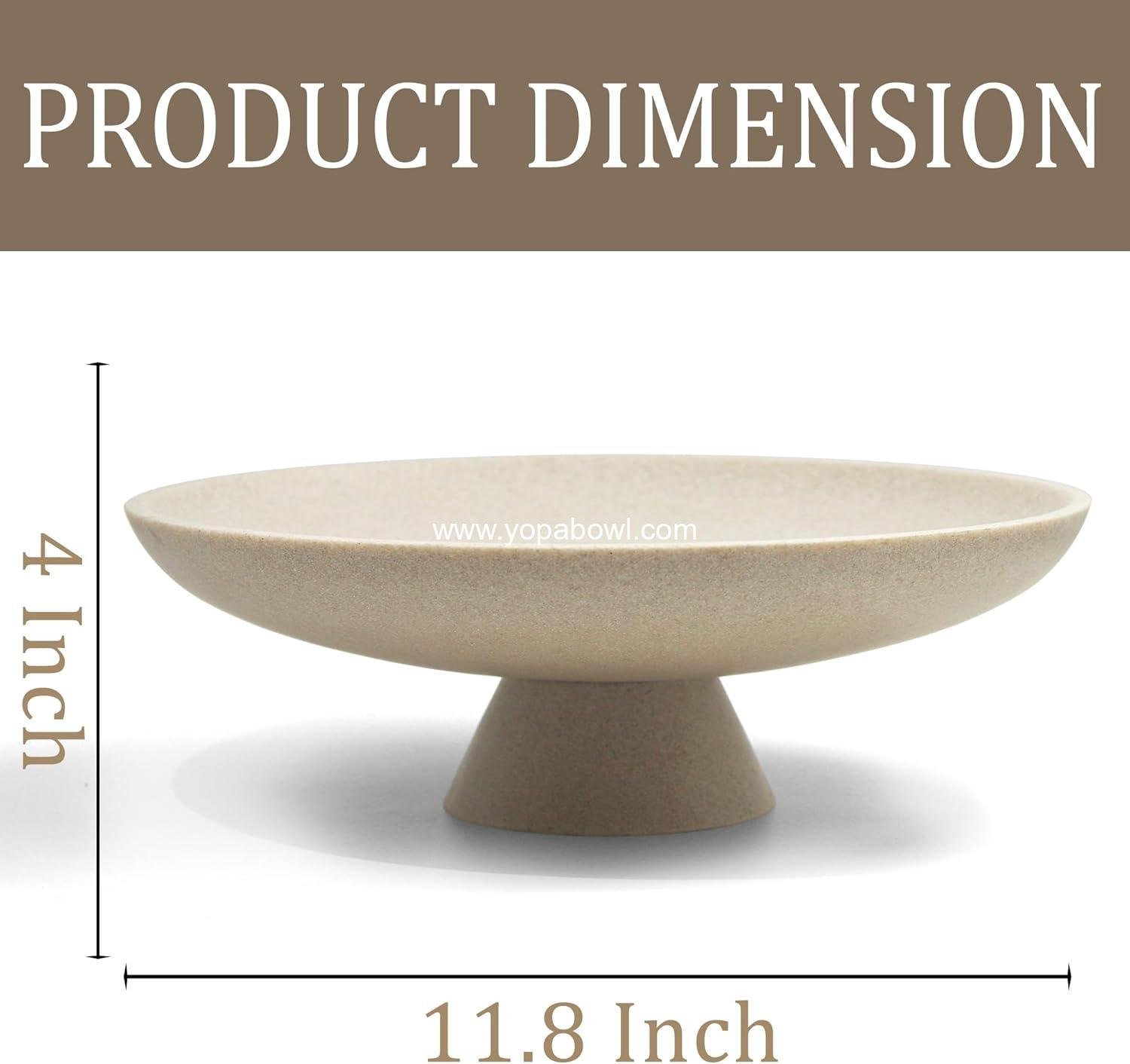 Wholesale Large Decorative Bowl, Modern Resin Pedestal for Home Decor, Stylish Fruit Bowl for Kitchen Counter, Chic Key Holder for Entry Table, Beige Manufacturer