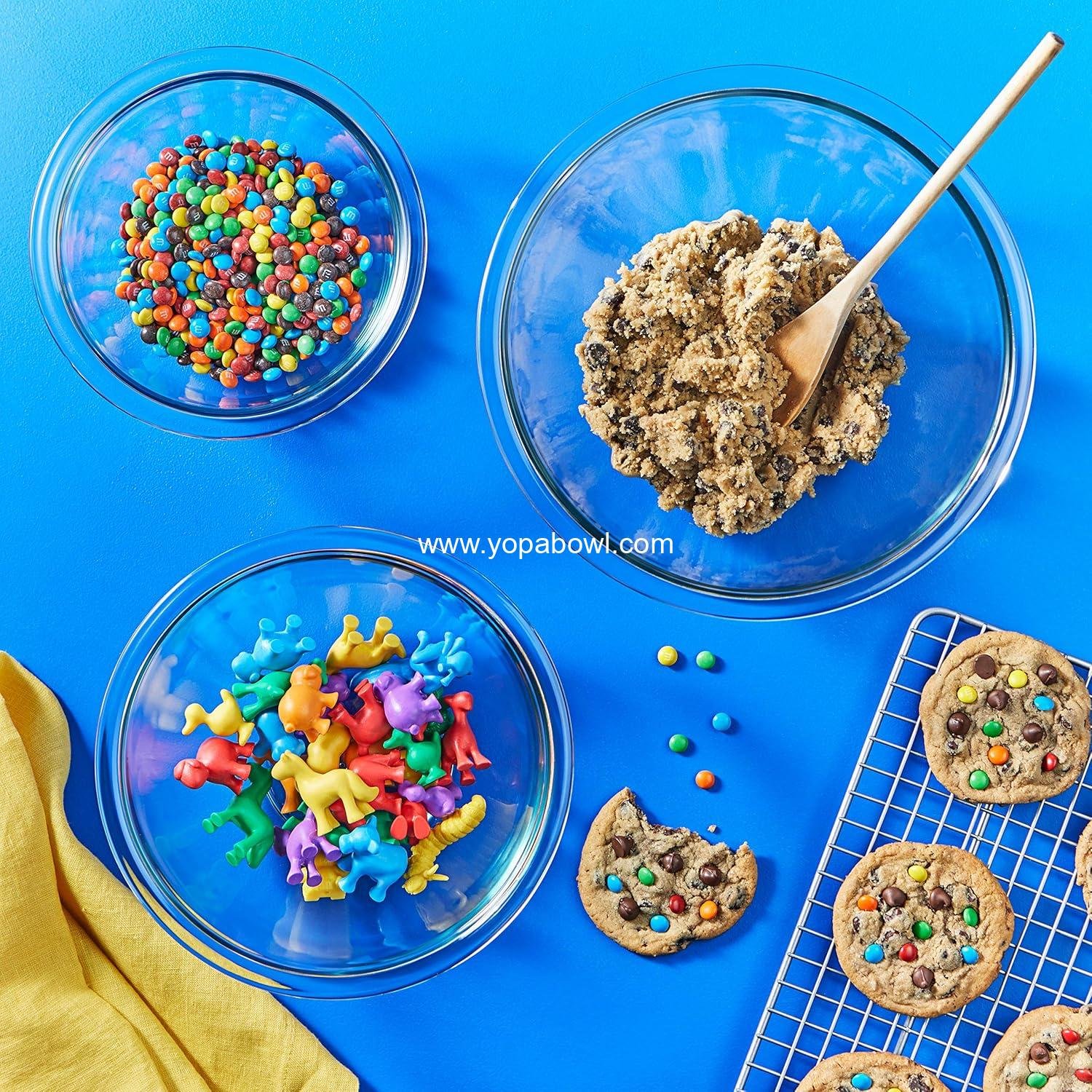 Wholesale 3-Piece Glass Mixing Bowls Set for Prepping, Baking, and Cooking - Oven, Dishwasher, Freezer, and Microwave Safe, Manufacturer