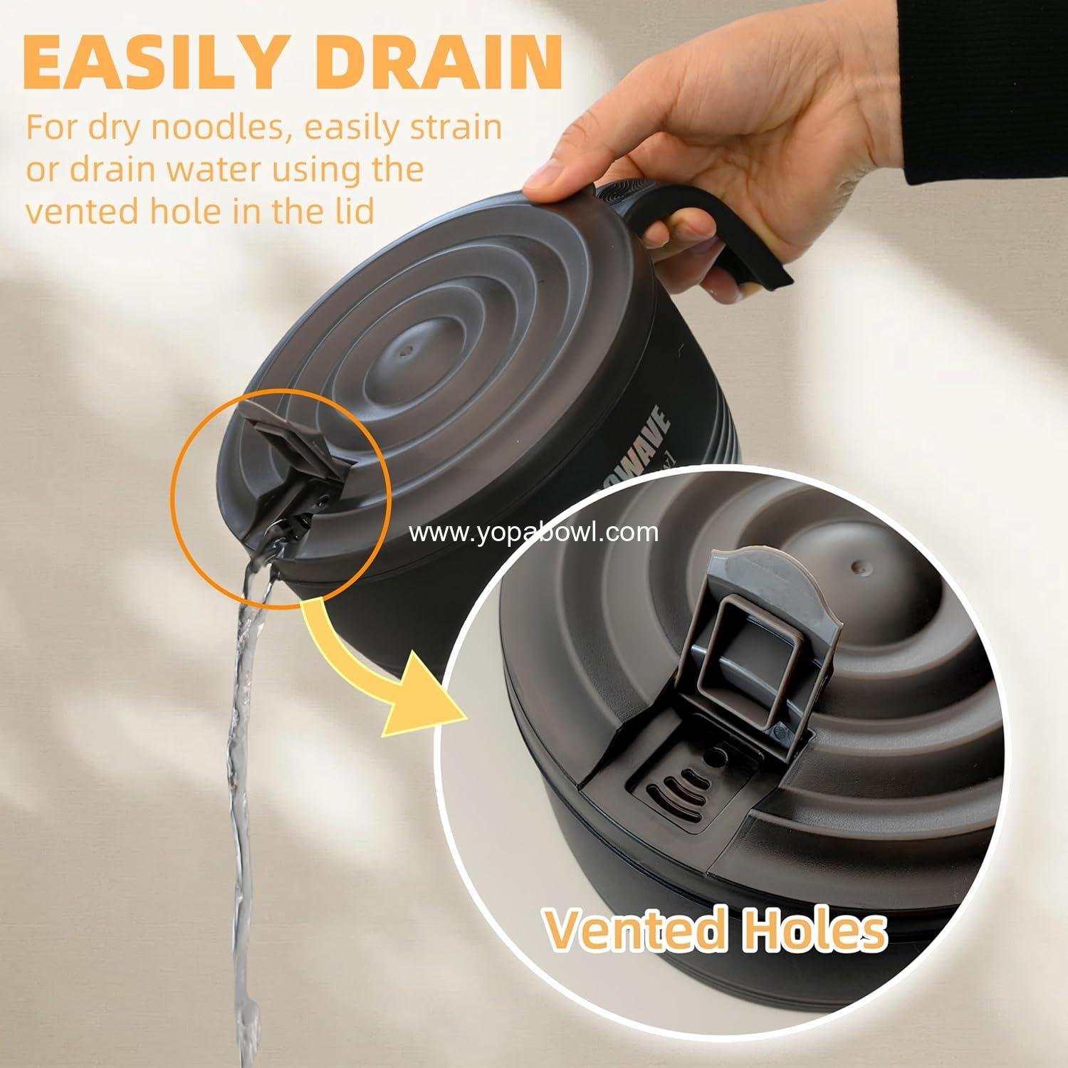 Wholesale Large Ramen Bowl 45 oz, Microwavable Noodle Cooker for Pasta, Perfect Gift for College Students in Dorm Room (Black) Factory