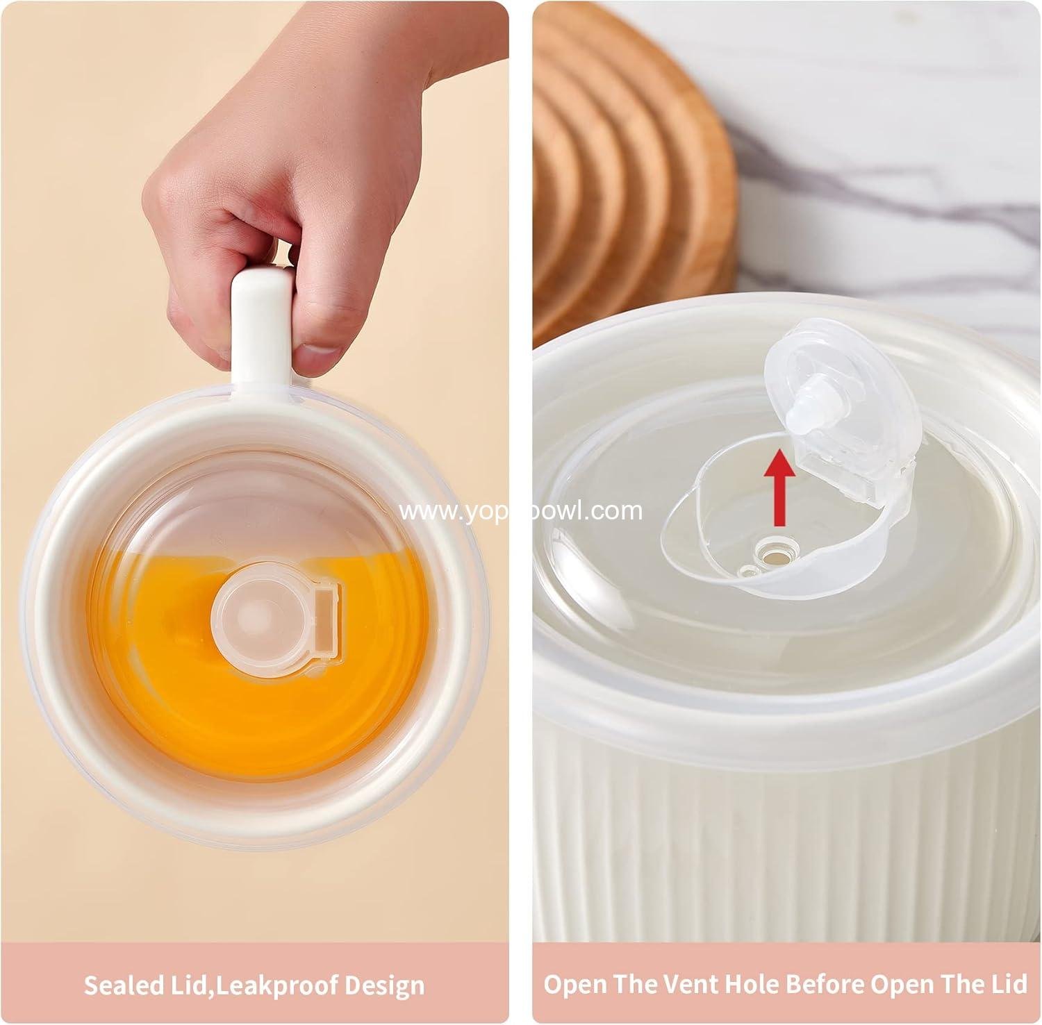 OEM Ceramic Soup Bowl with Handle 32oz – Microwave Ramen Bowl with Lid for Soup, Cereal, Oatmeal, Instant Noodles, and Ramen – Green Factory