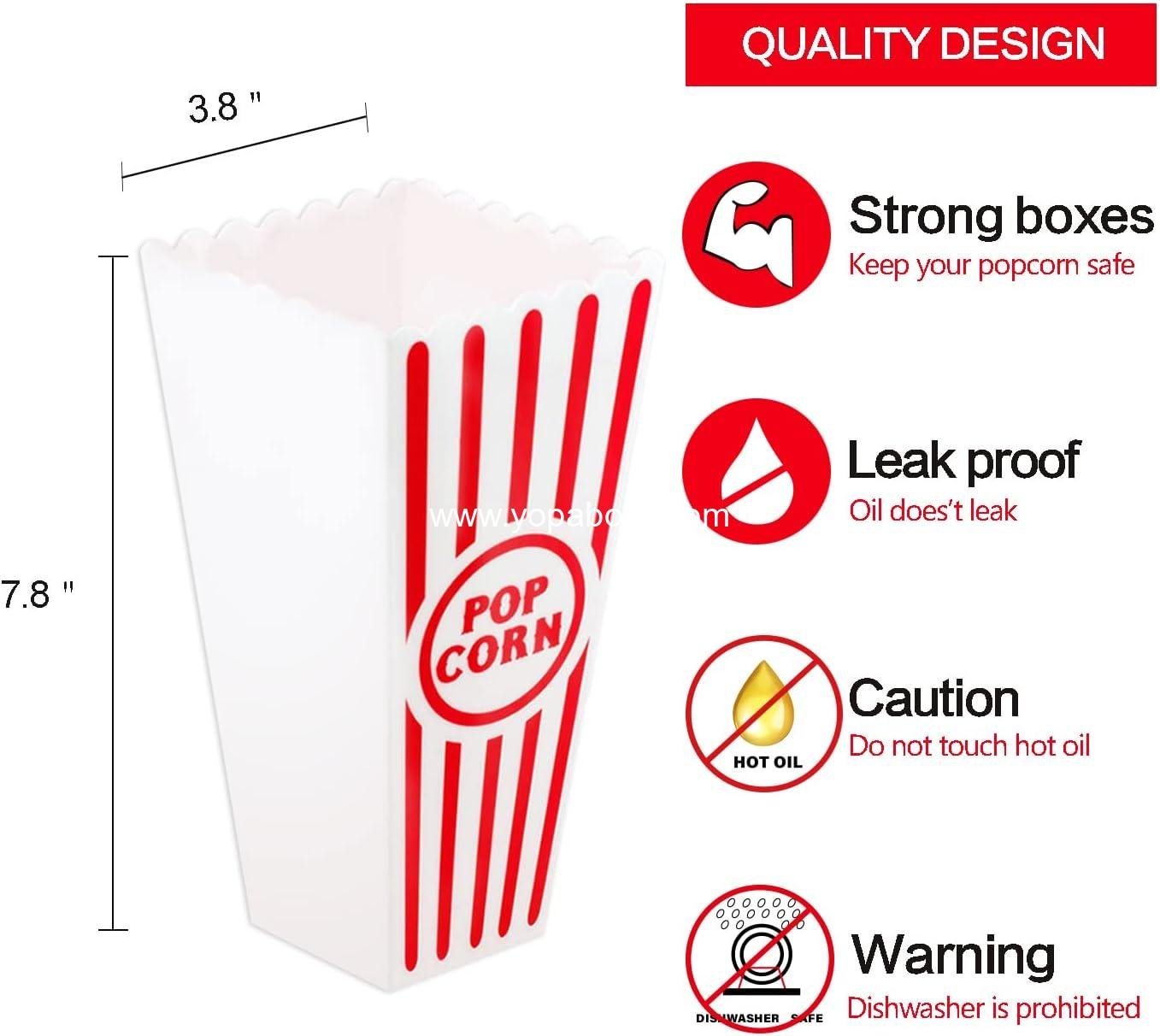 Wholesale Plastic Red and White Striped Popcorn Containers for Movie Night - 7.8 Wholesale Plastic Red and White Striped Popcorn Containers for Movie Night - 7.8