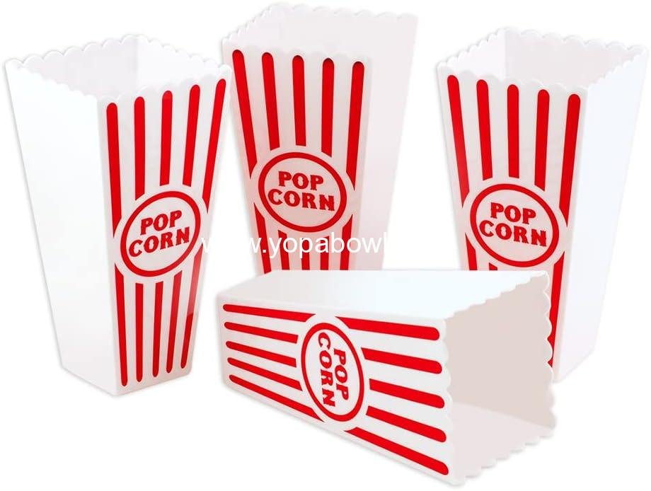 Wholesale Plastic Red and White Striped Popcorn Containers for Movie Night - 7.8 Wholesale Plastic Red and White Striped Popcorn Containers for Movie Night - 7.8