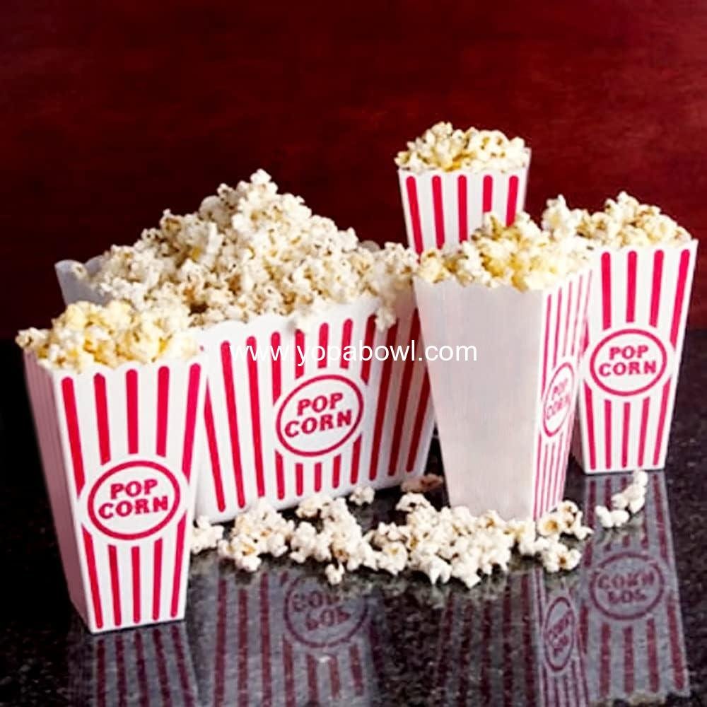 Wholesale Plastic Red and White Striped Popcorn Containers for Movie Night - 7.8 Wholesale Plastic Red and White Striped Popcorn Containers for Movie Night - 7.8