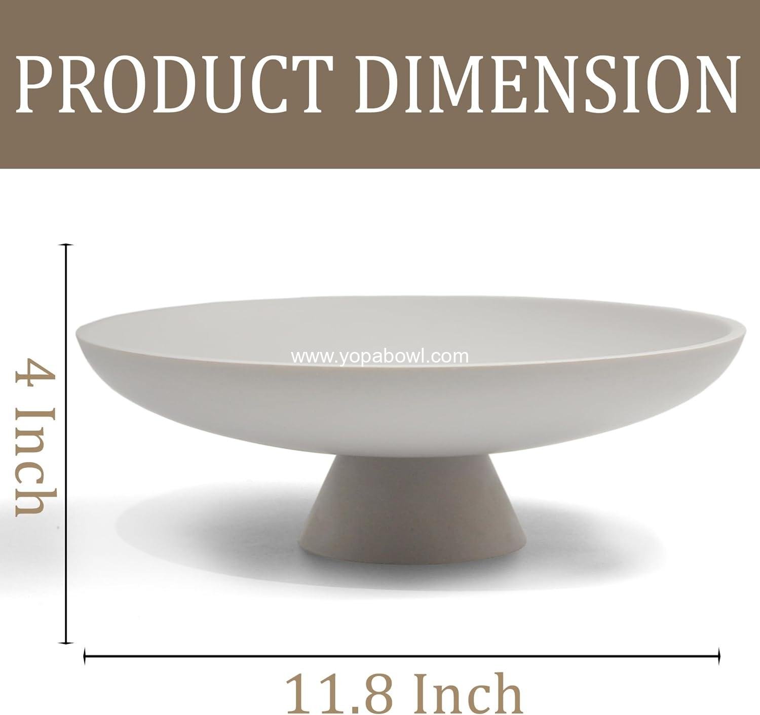 Wholesale Modern Resin Pedestal Bowl, Large Decorative Fruit Bowl for Kitchen Counter, Stylish Key Holder for Entry Table, Grey - Factory
