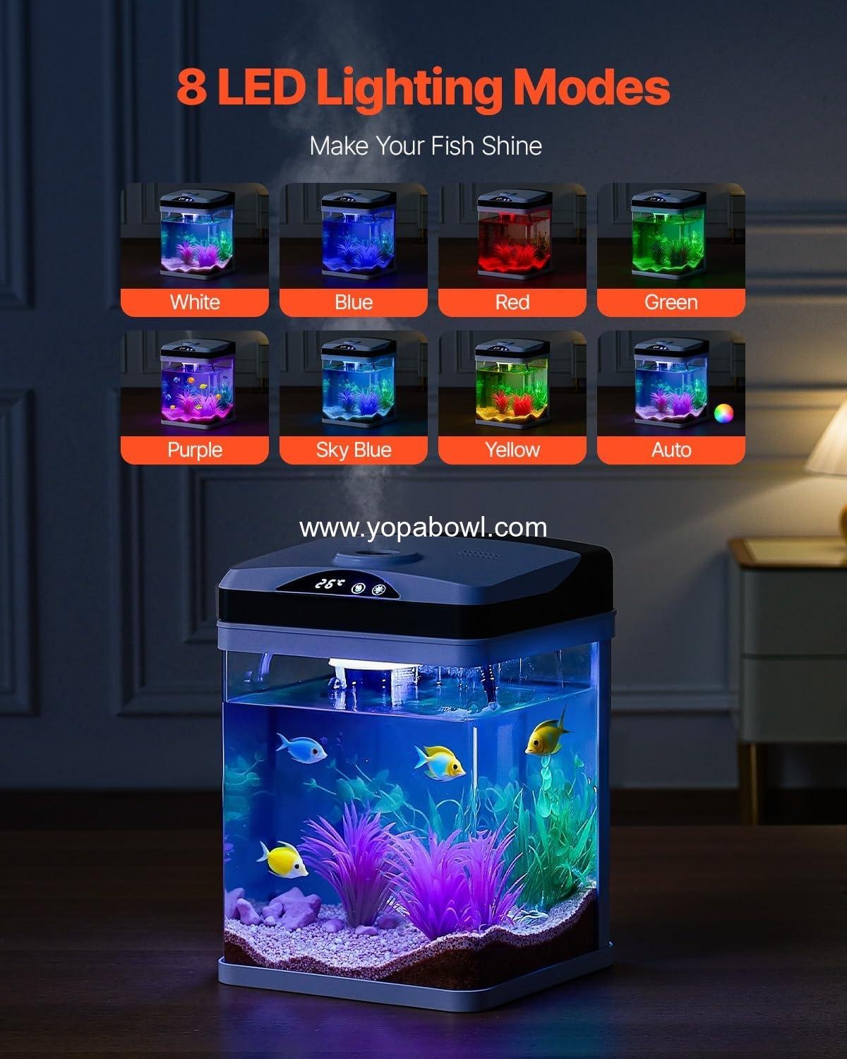 Wholesale 2 Gallon LED Square Ultra-Clear Glass Fish Tank with Temperature Monitoring and Adjustable 7 Color Lighting, Self-Cleaning System for Freshwater & Saltwater Fish, Home, Office, Pet Factory. Wholesale 2 Gallon LED Square Ultra-Clear Glass Fish Tank with Temperature Monitoring and Adjustable 7 Color Lighting, Self-Cleaning System for Freshwater & Saltwater Fish, Home, Office, Pet Factory.