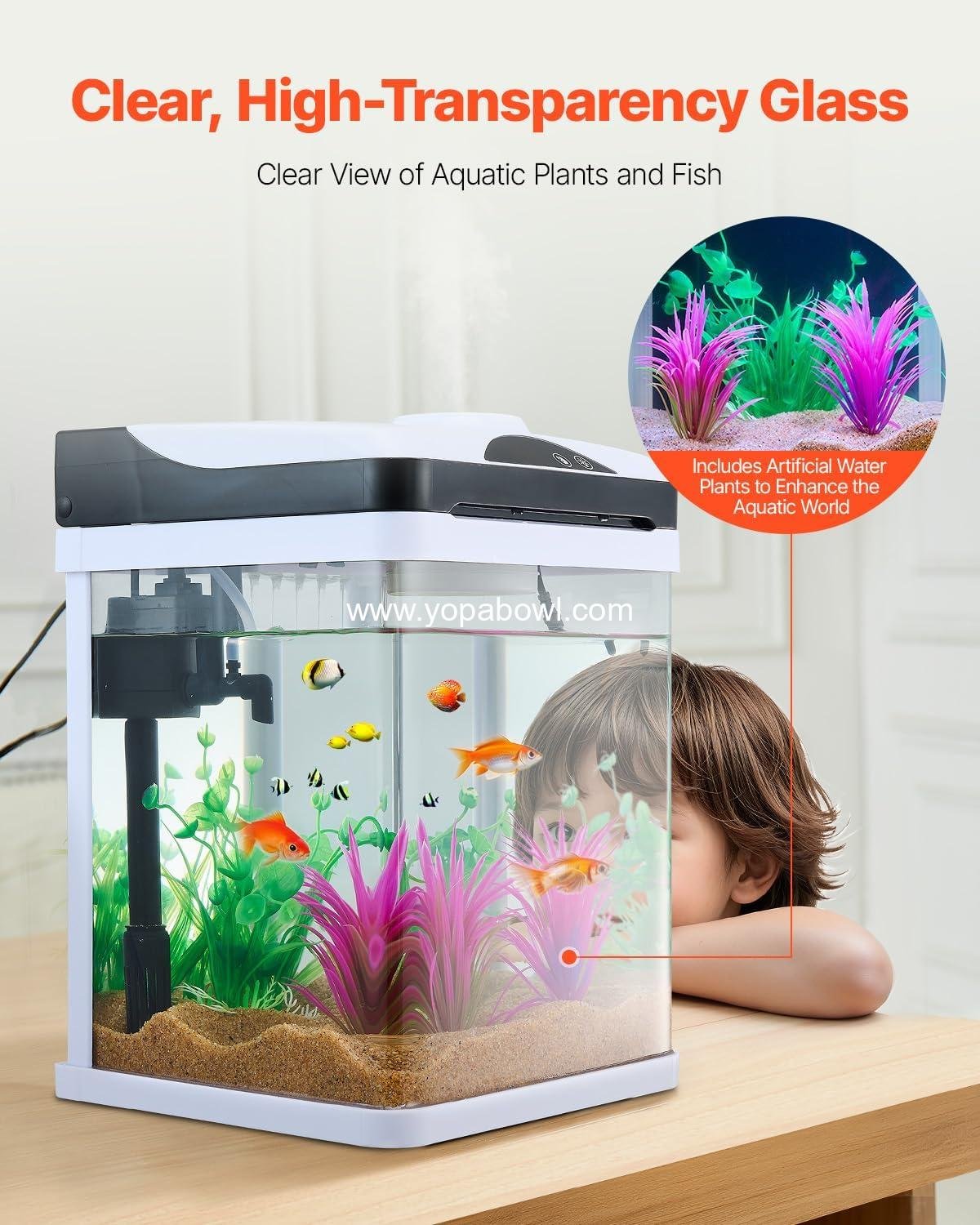 Wholesale 2 Gallon LED Square Ultra-Clear Glass Fish Tank with Temperature Monitoring and Adjustable 7 Color Lighting, Self-Cleaning System for Freshwater & Saltwater Fish, Home, Office, Pet Factory. Wholesale 2 Gallon LED Square Ultra-Clear Glass Fish Tank with Temperature Monitoring and Adjustable 7 Color Lighting, Self-Cleaning System for Freshwater & Saltwater Fish, Home, Office, Pet Factory.