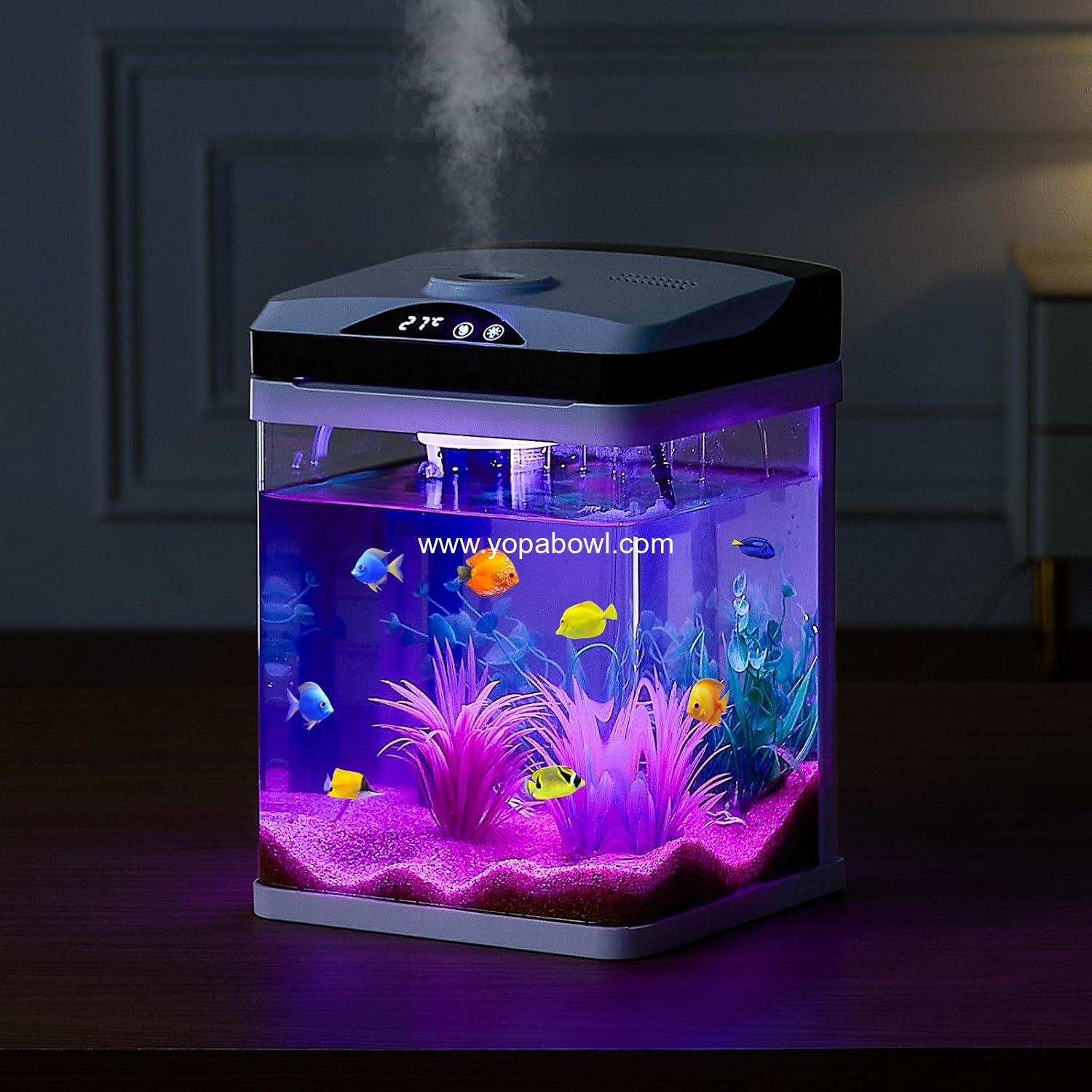 Wholesale 2 Gallon LED Square Ultra-Clear Glass Fish Tank with Temperature Monitoring and Adjustable 7 Color Lighting, Self-Cleaning System for Freshwater & Saltwater Fish, Home, Office, Pet Factory. Wholesale 2 Gallon LED Square Ultra-Clear Glass Fish Tank with Temperature Monitoring and Adjustable 7 Color Lighting, Self-Cleaning System for Freshwater & Saltwater Fish, Home, Office, Pet Factory.