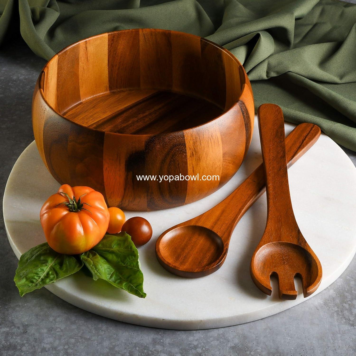 Wholesale Acacia Wood Salad Bowl Set, 3-Piece, Ideal for Serving, Factory Wholesale Acacia Wood Salad Bowl Set, 3-Piece, Ideal for Serving, Factory