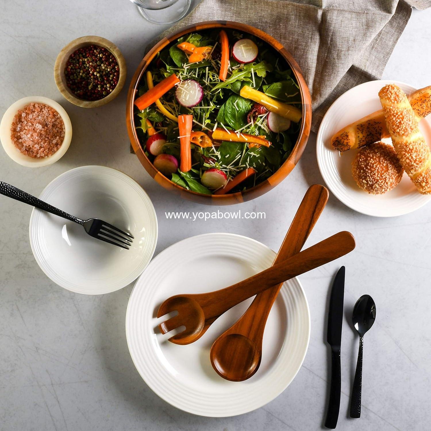 Wholesale Acacia Wood Salad Bowl Set, 3-Piece, Ideal for Serving, Factory Wholesale Acacia Wood Salad Bowl Set, 3-Piece, Ideal for Serving, Factory