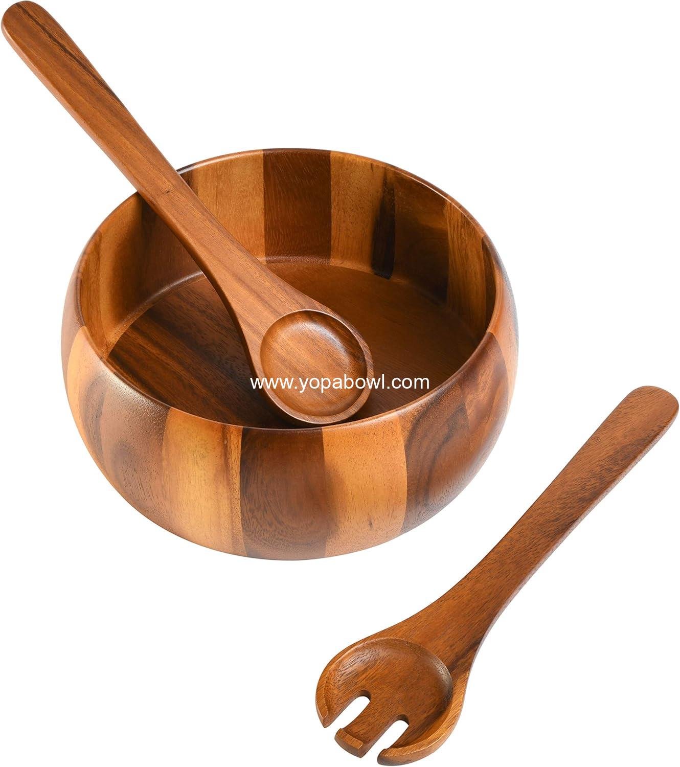 Wholesale Acacia Wood Salad Bowl Set, 3-Piece, Ideal for Serving, Factory Wholesale Acacia Wood Salad Bowl Set, 3-Piece, Ideal for Serving, Factory