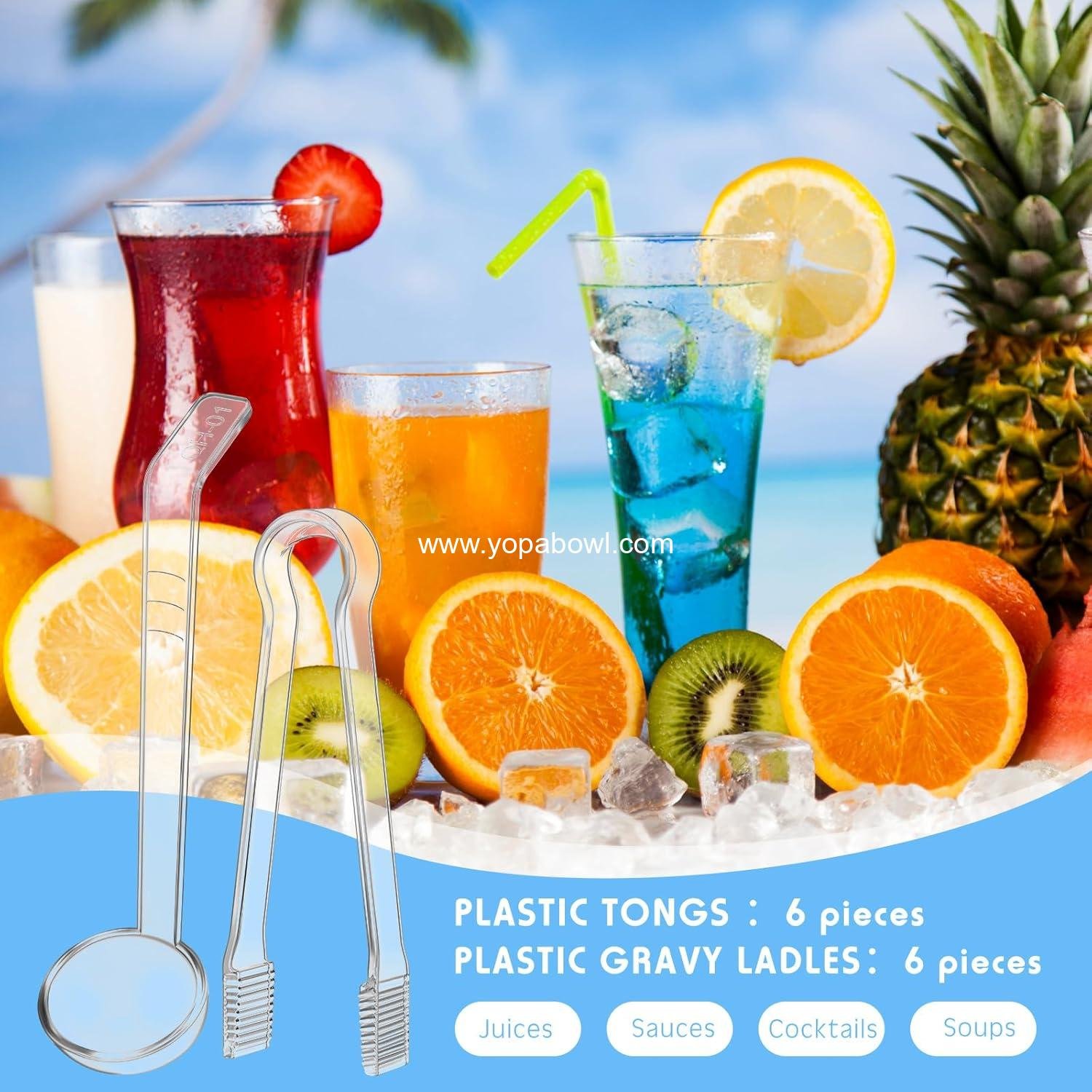 Wholesale 12-Piece Small Ladle Set with Plastic Tongs for Serving, 1 oz Gravy Ladle, Acrylic Long Handle Punch Bowl Ladle for Kitchen Buffet Food (Clear) Factory