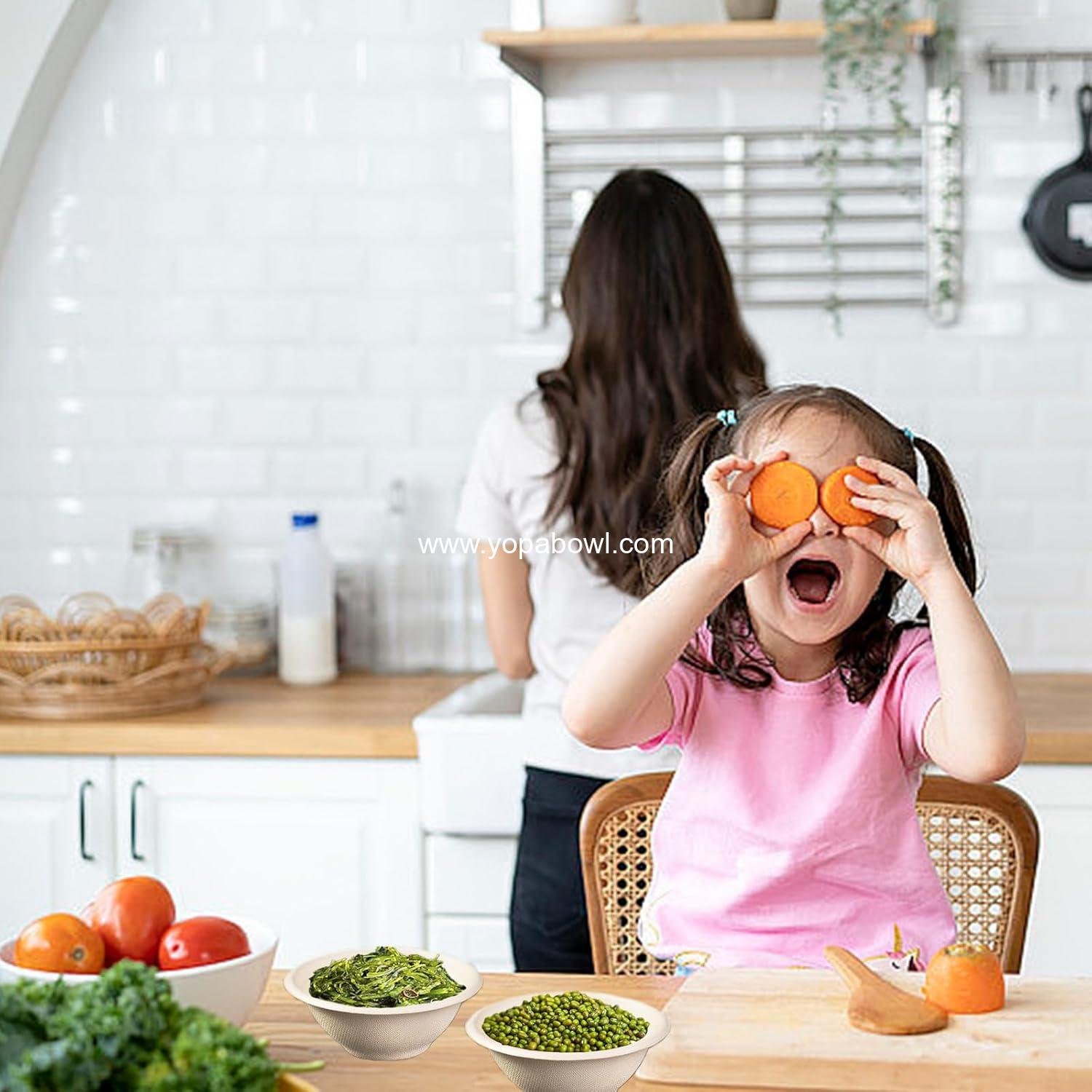 Wholesale 100 Pack 8oz Compostable Paper Bowls, Heavy-Duty Biodegradable Bagasse Bowls, Eco-Friendly Heat Resistant for Ice Cream, Salad, Soup, Snack, Dessert, Pasta, Hot or Cold Use - Factory