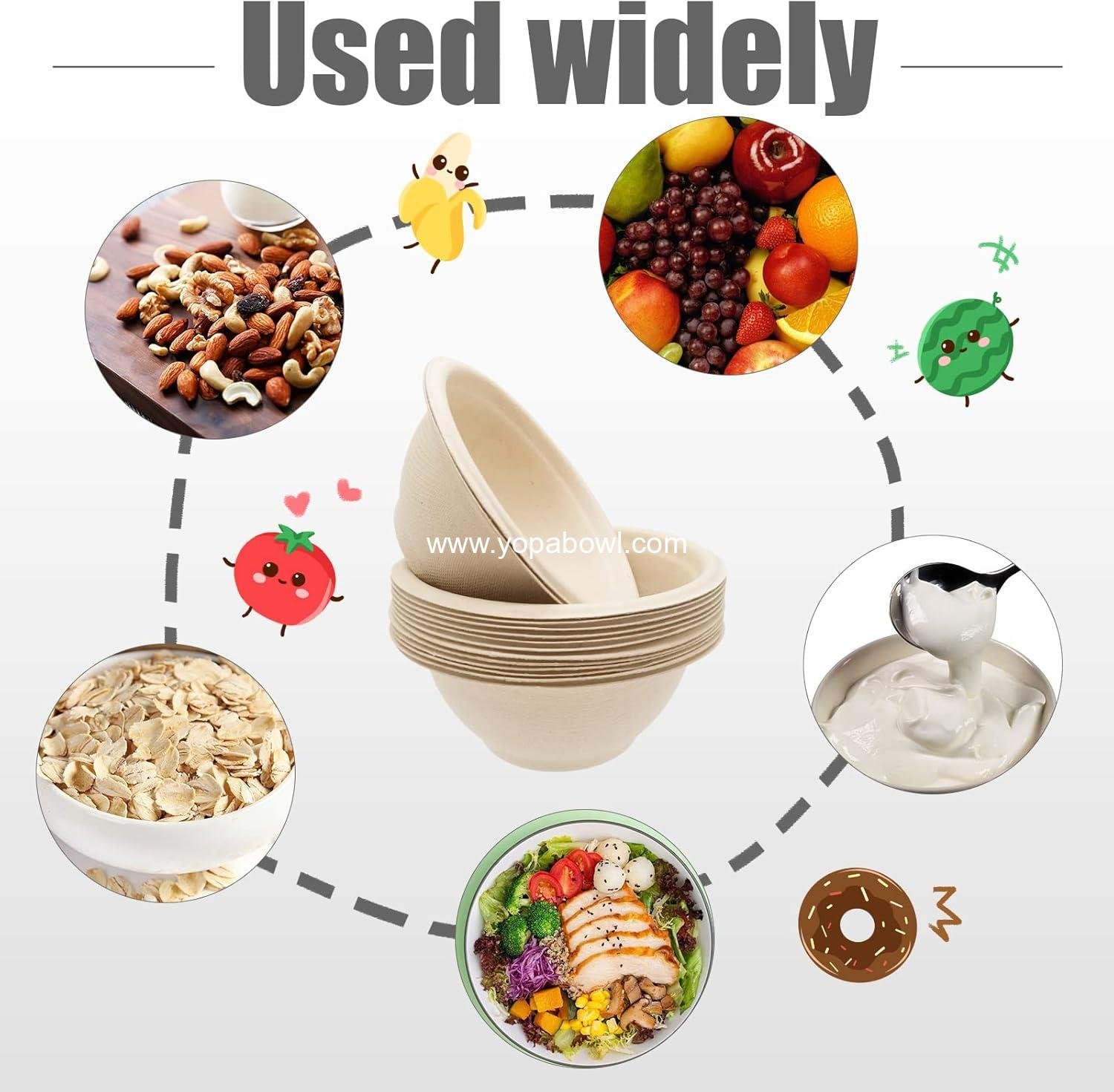 Wholesale 100 Pack 8oz Compostable Paper Bowls, Heavy-Duty Biodegradable Bagasse Bowls, Eco-Friendly Heat Resistant for Ice Cream, Salad, Soup, Snack, Dessert, Pasta, Hot or Cold Use - Factory