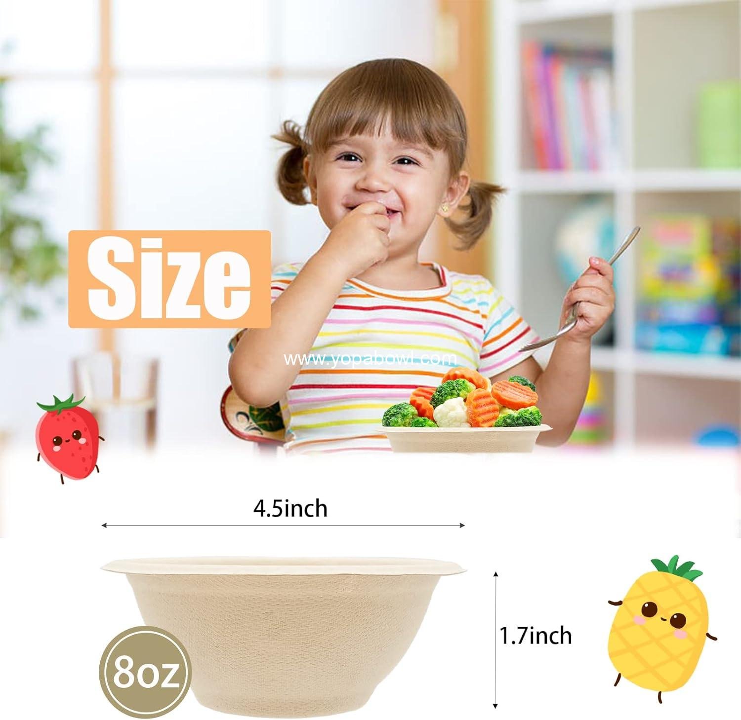 Wholesale 100 Pack 8oz Compostable Paper Bowls, Heavy-Duty Biodegradable Bagasse Bowls, Eco-Friendly Heat Resistant for Ice Cream, Salad, Soup, Snack, Dessert, Pasta, Hot or Cold Use - Factory