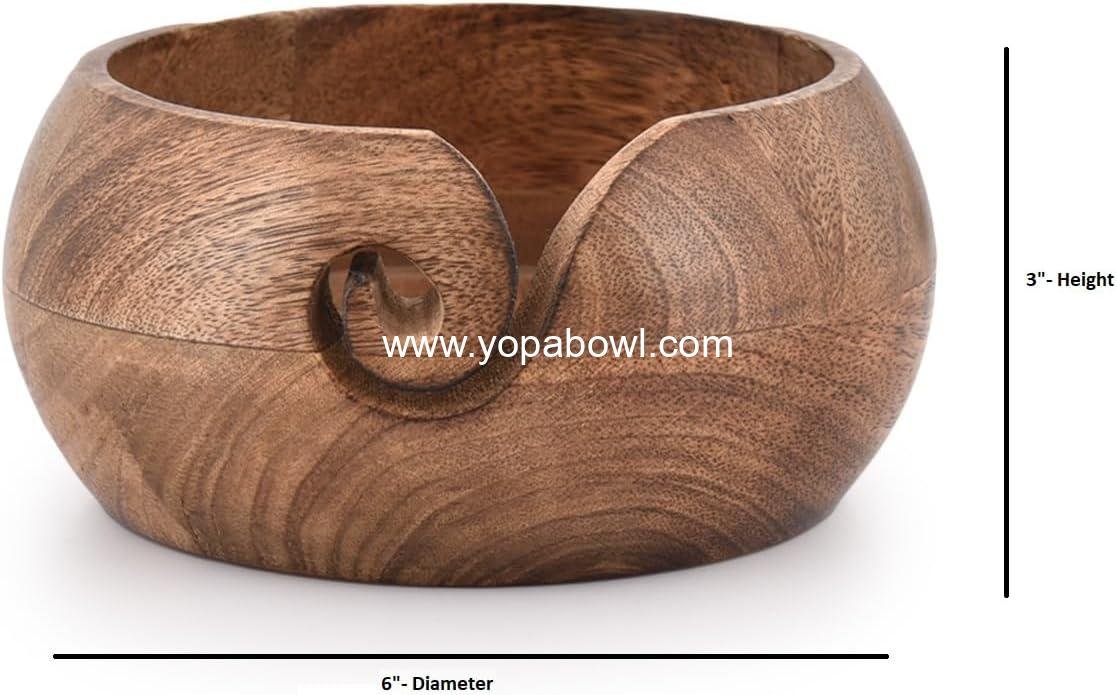 OEM Wooden Yarn Bowl Hand Made from Premium Mango Wood for Knitting and Crochet - 6