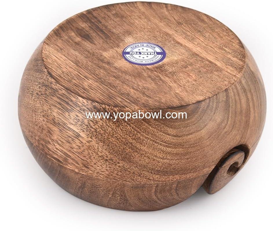 OEM Wooden Yarn Bowl Hand Made from Premium Mango Wood for Knitting and Crochet - 6
