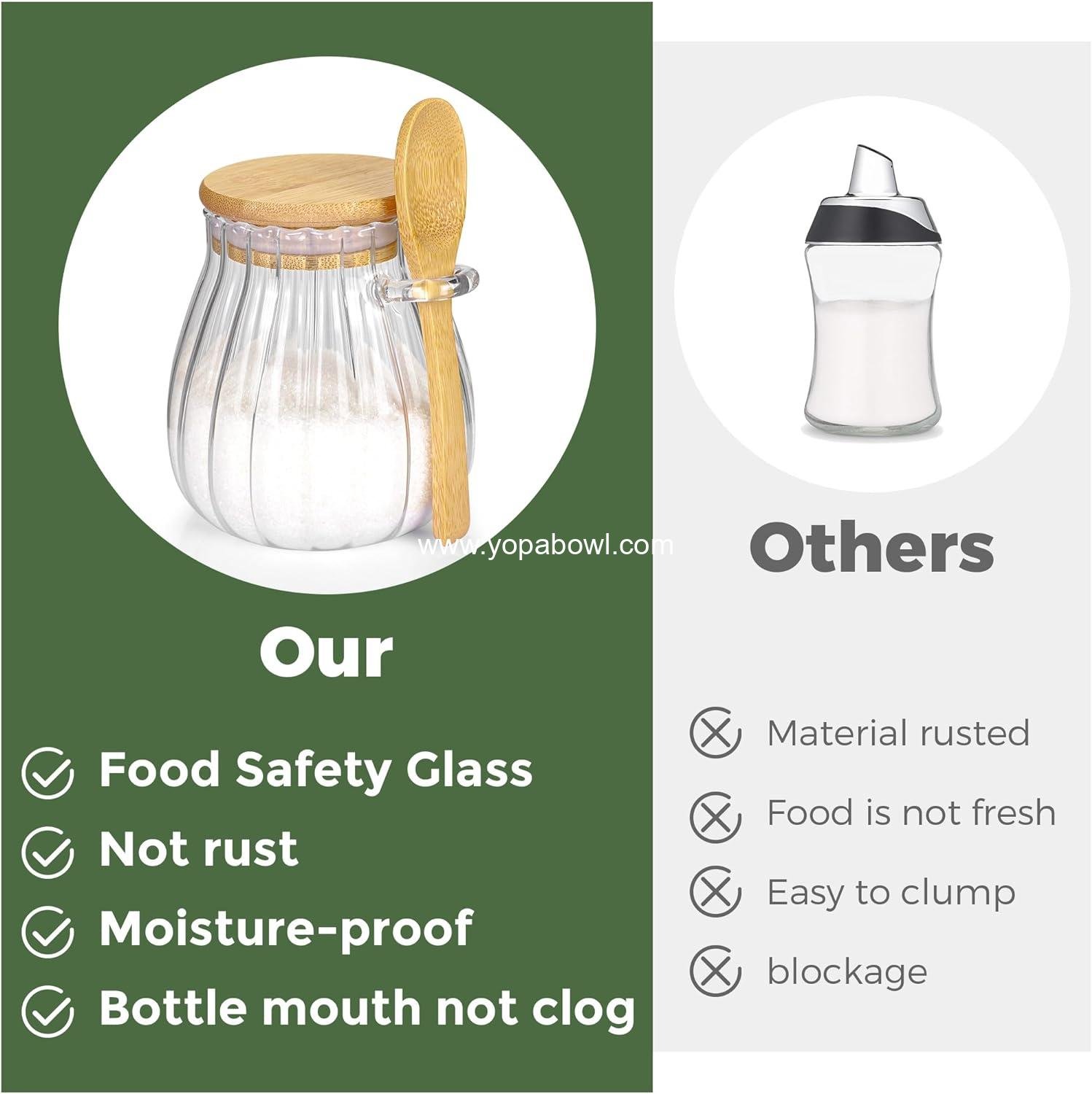 Wholesale Sugar Container with Bamboo Lid and Spoon, 15 oz Glass Sugar Bowl for Coffee Bar Accessories and Kitchen Decor - Refillable Design, Factory